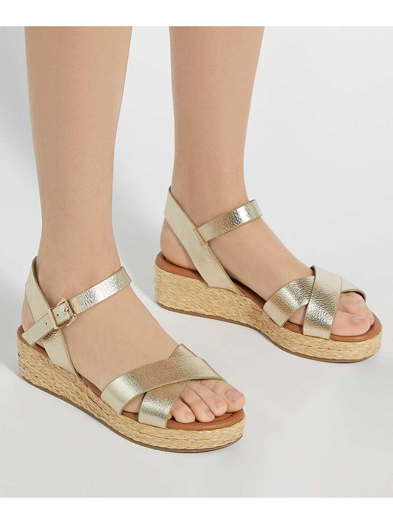 Image 6 of 6 of Dune London Linnie Ankle Strap Sandals - Gold