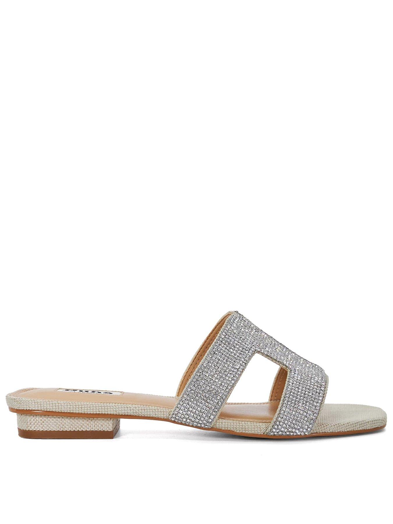 Image 1 of 6 of Dune London Loupe Sliders - Silver