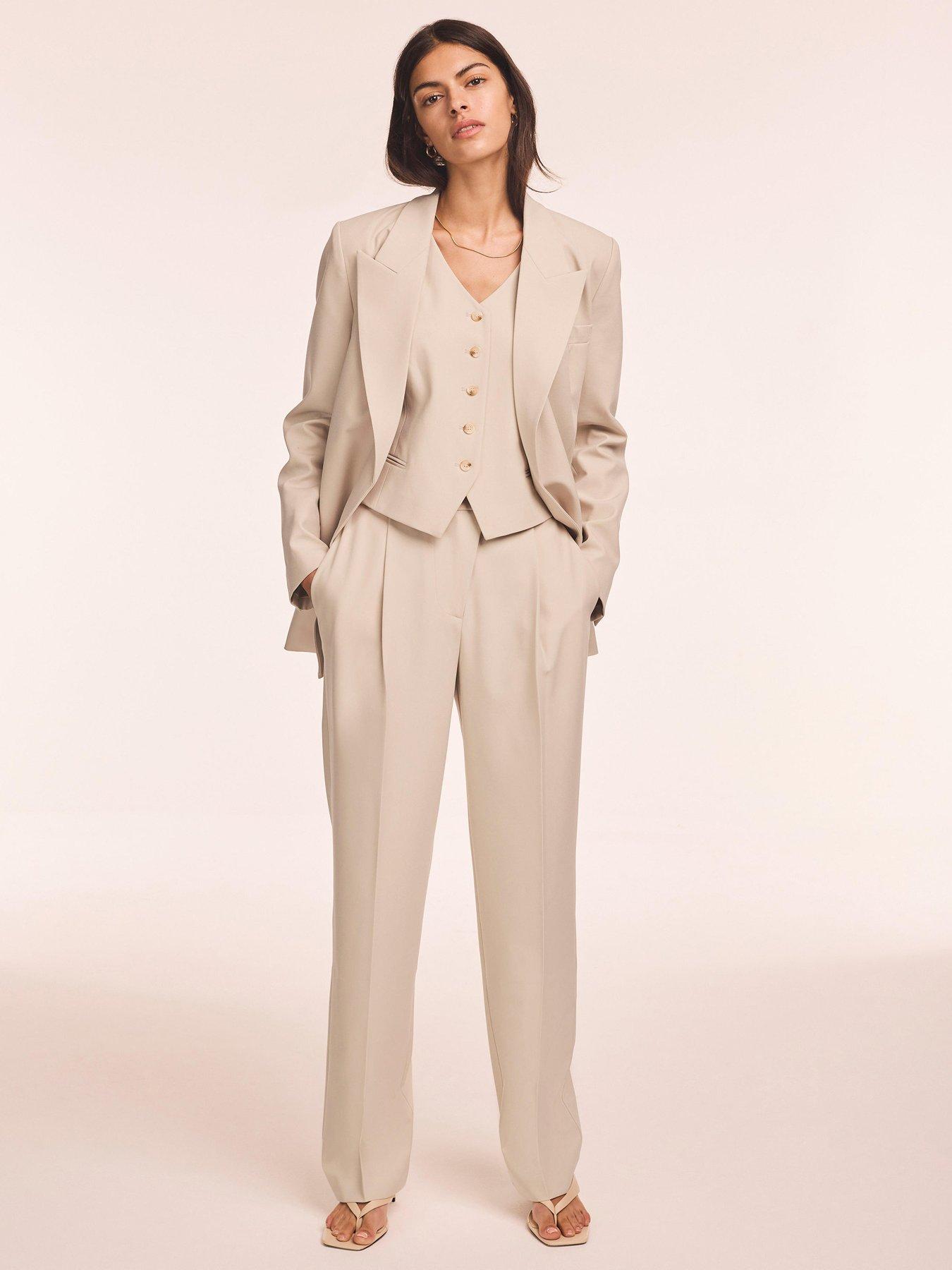 Mint Velvet Neutral Tapered Clean Trousers - Cream