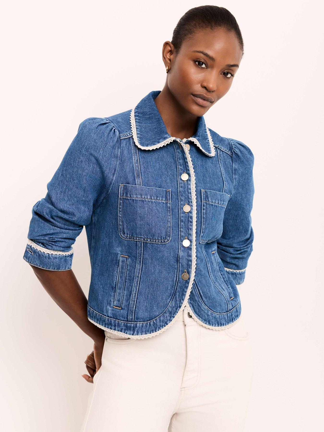 Mint Velvet Lace Trim Denim Jacket