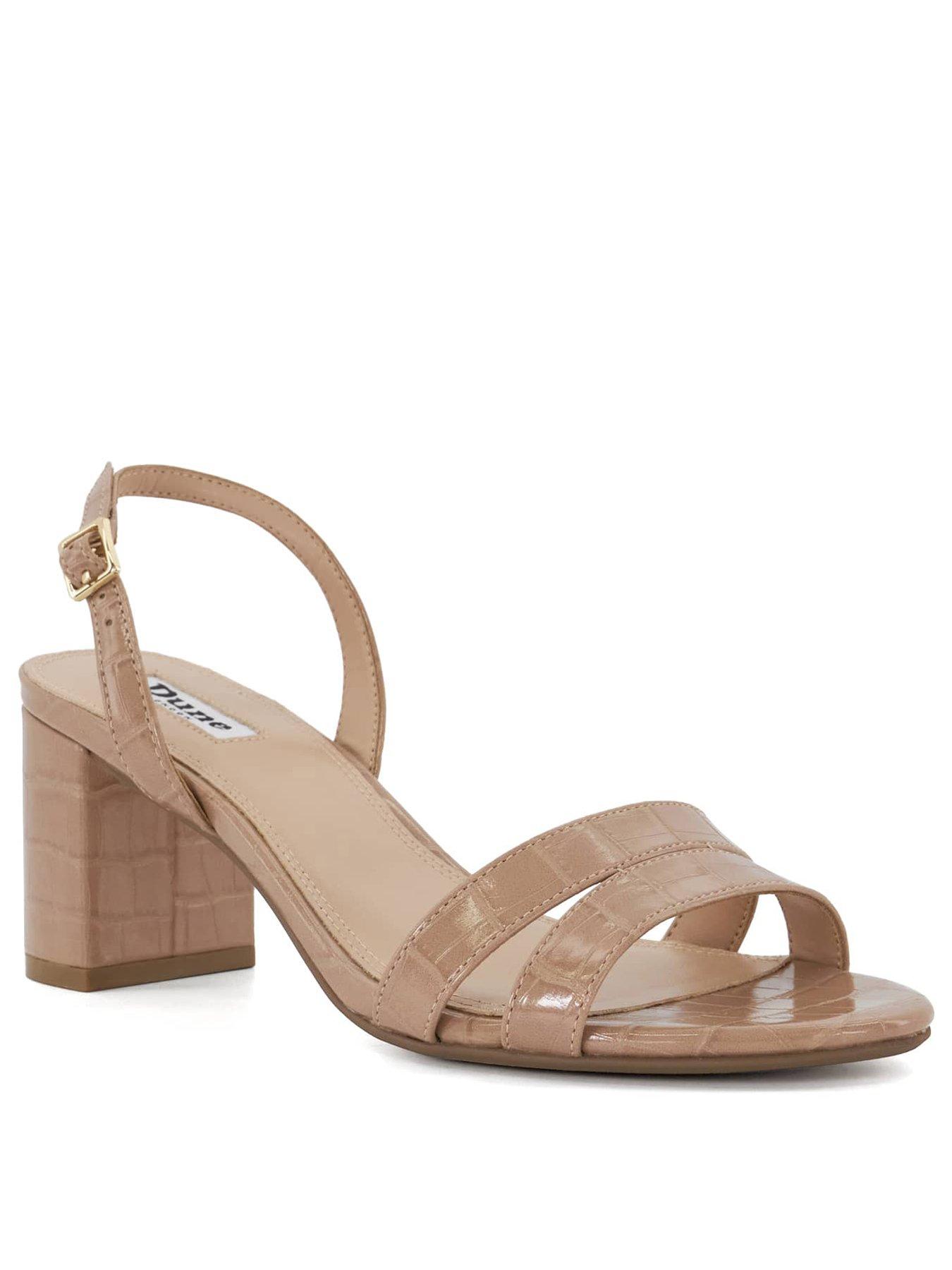 Image 2 of 5 of Dune London Merise Croc Effect Block Heel Strappy Sandals - Nude