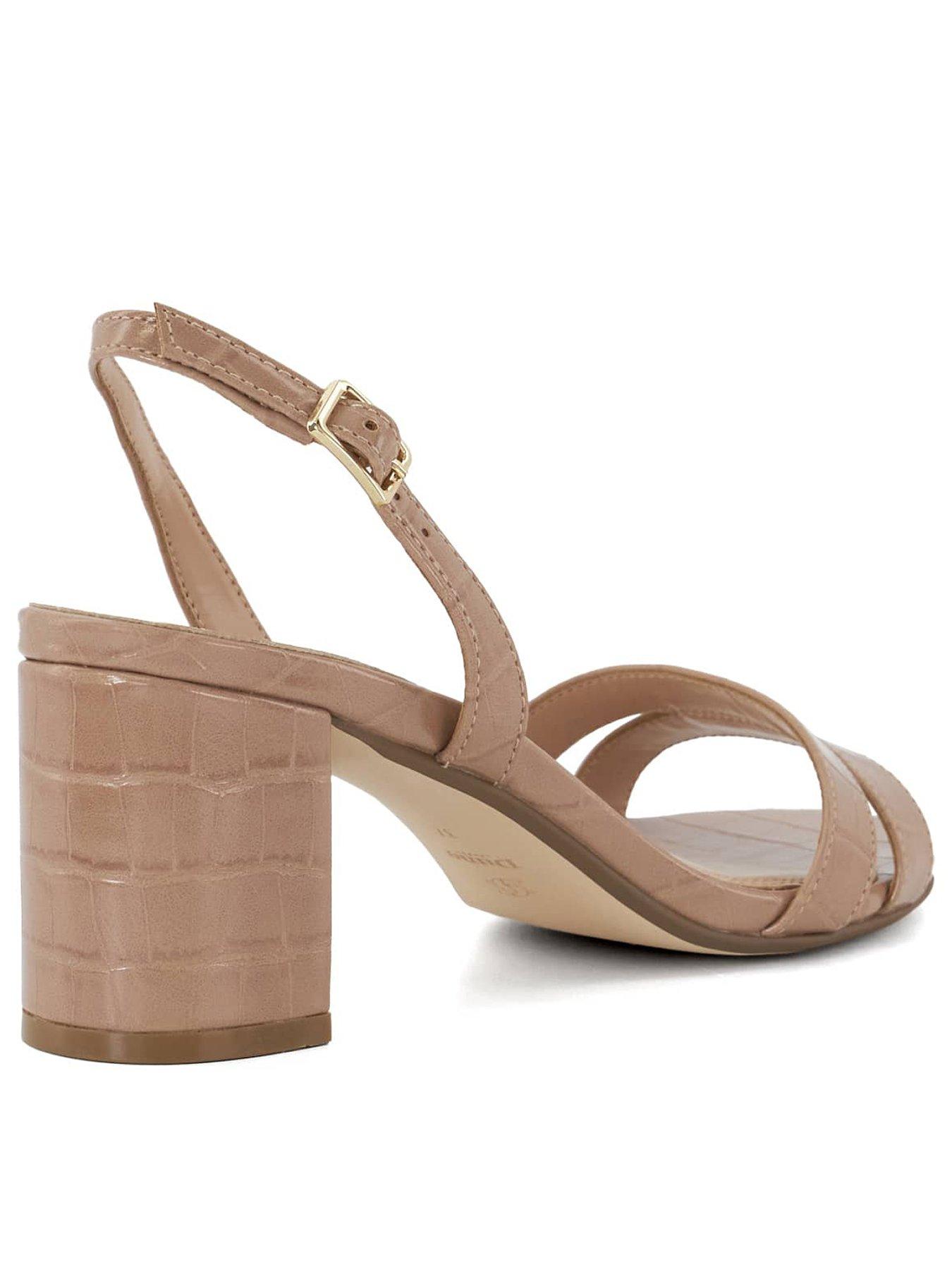 Image 3 of 5 of Dune London Merise Croc Effect Block Heel Strappy Sandals - Nude