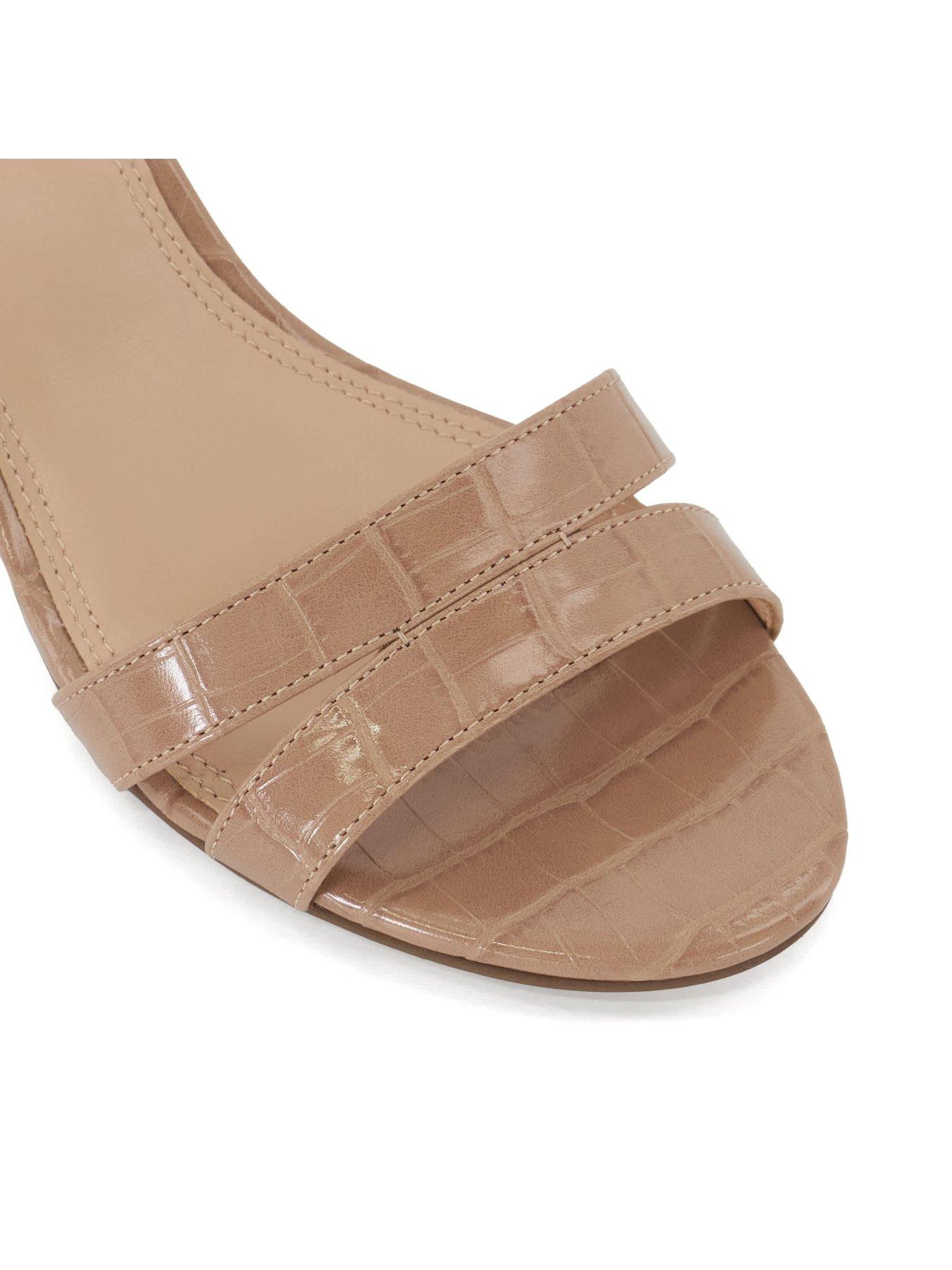 Image 5 of 5 of Dune London Merise Croc Effect Block Heel Strappy Sandals - Nude