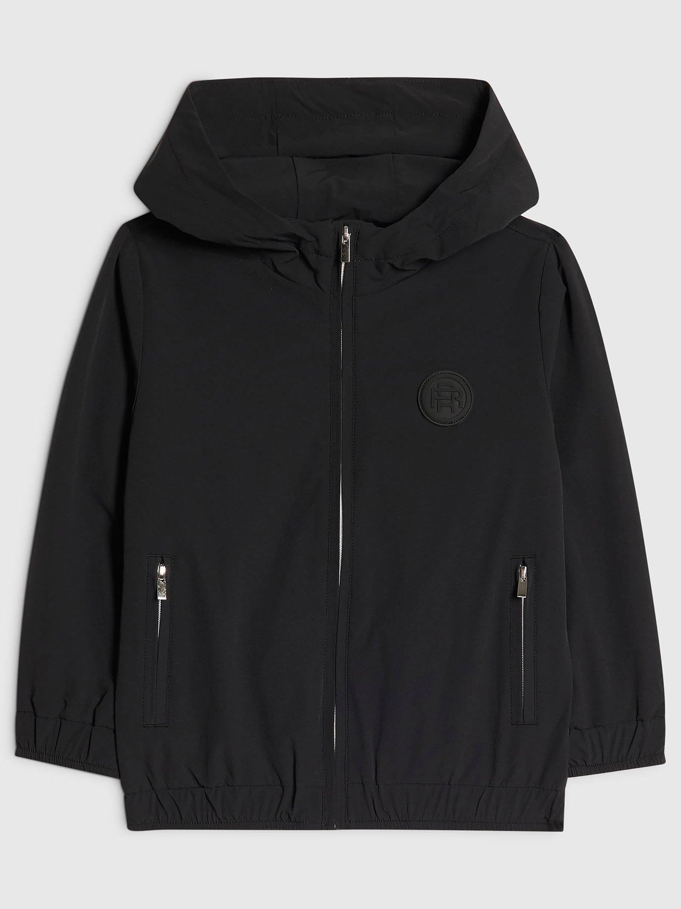 Image 1 of 4 of River Island Mini Boys Hooded Tech Jacket - Black