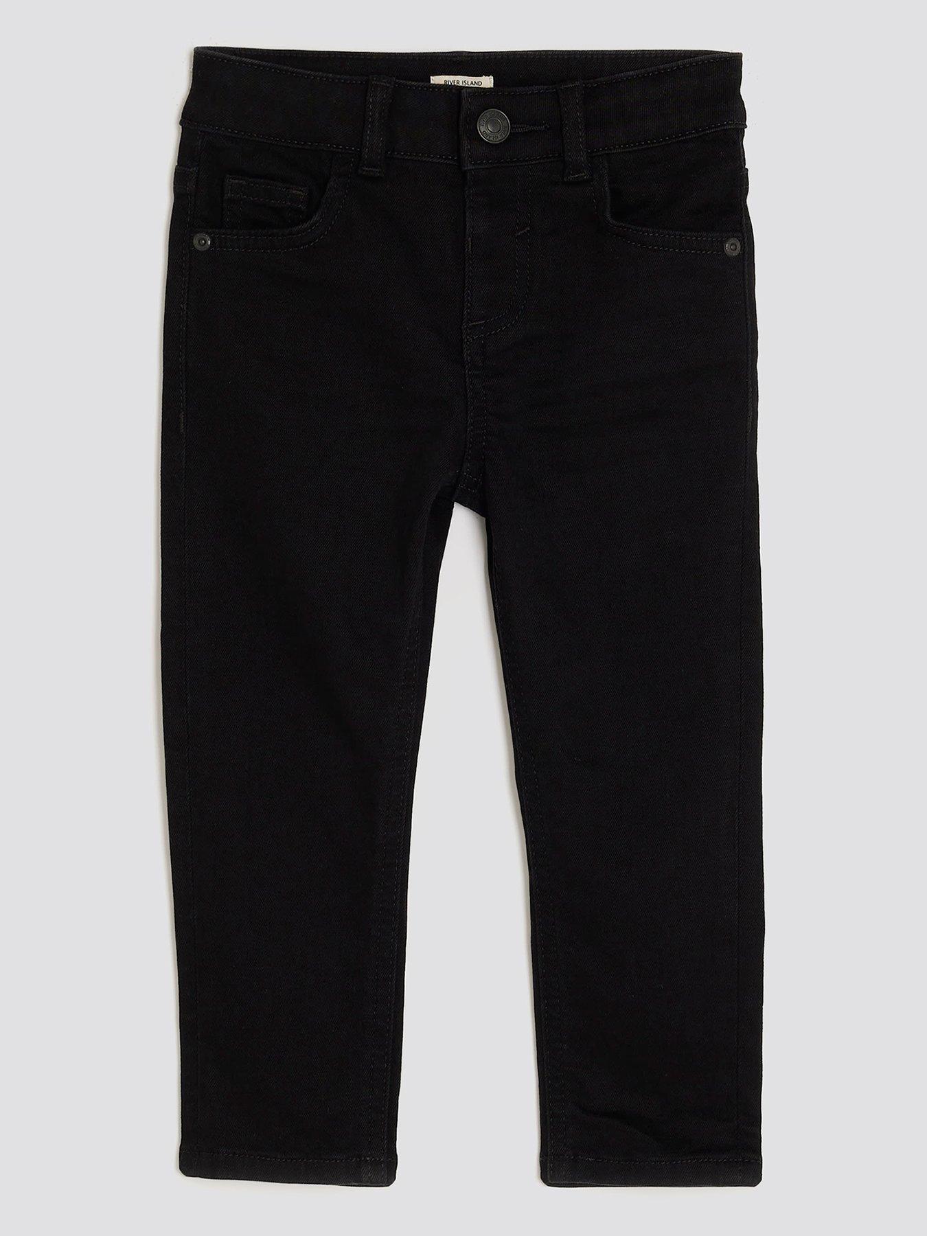 Image 1 of 3 of River Island Mini Mini Boys Relaxed Skinny Jeans - Black