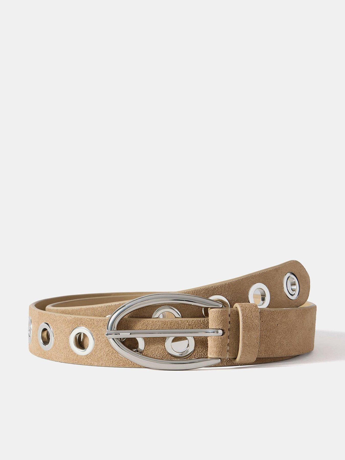 Mint Velvet Suede Eyelet Belt - Sand