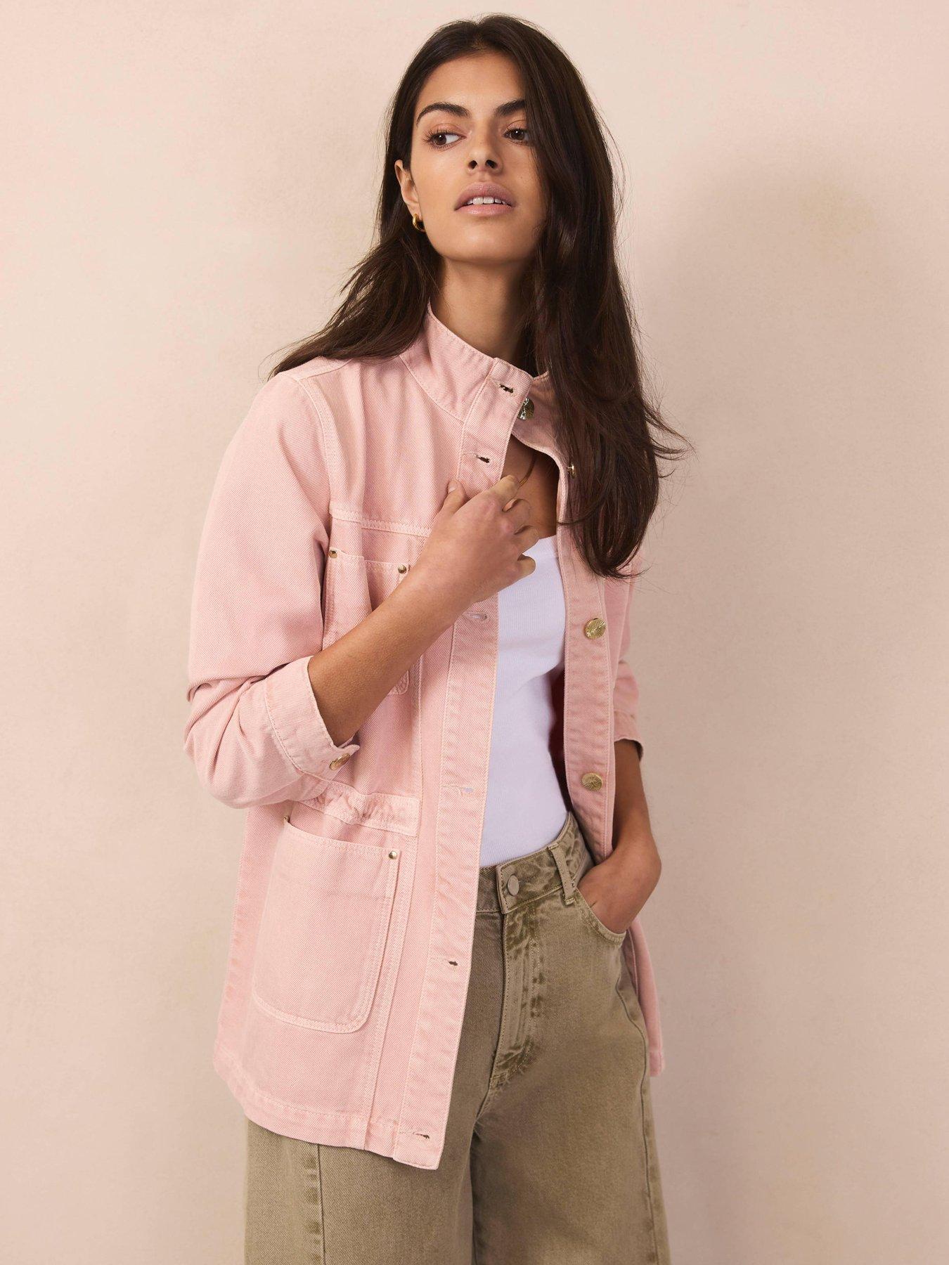 Image 1 of 6 of Mint Velvet Washed Utility Shacket - Light Pink