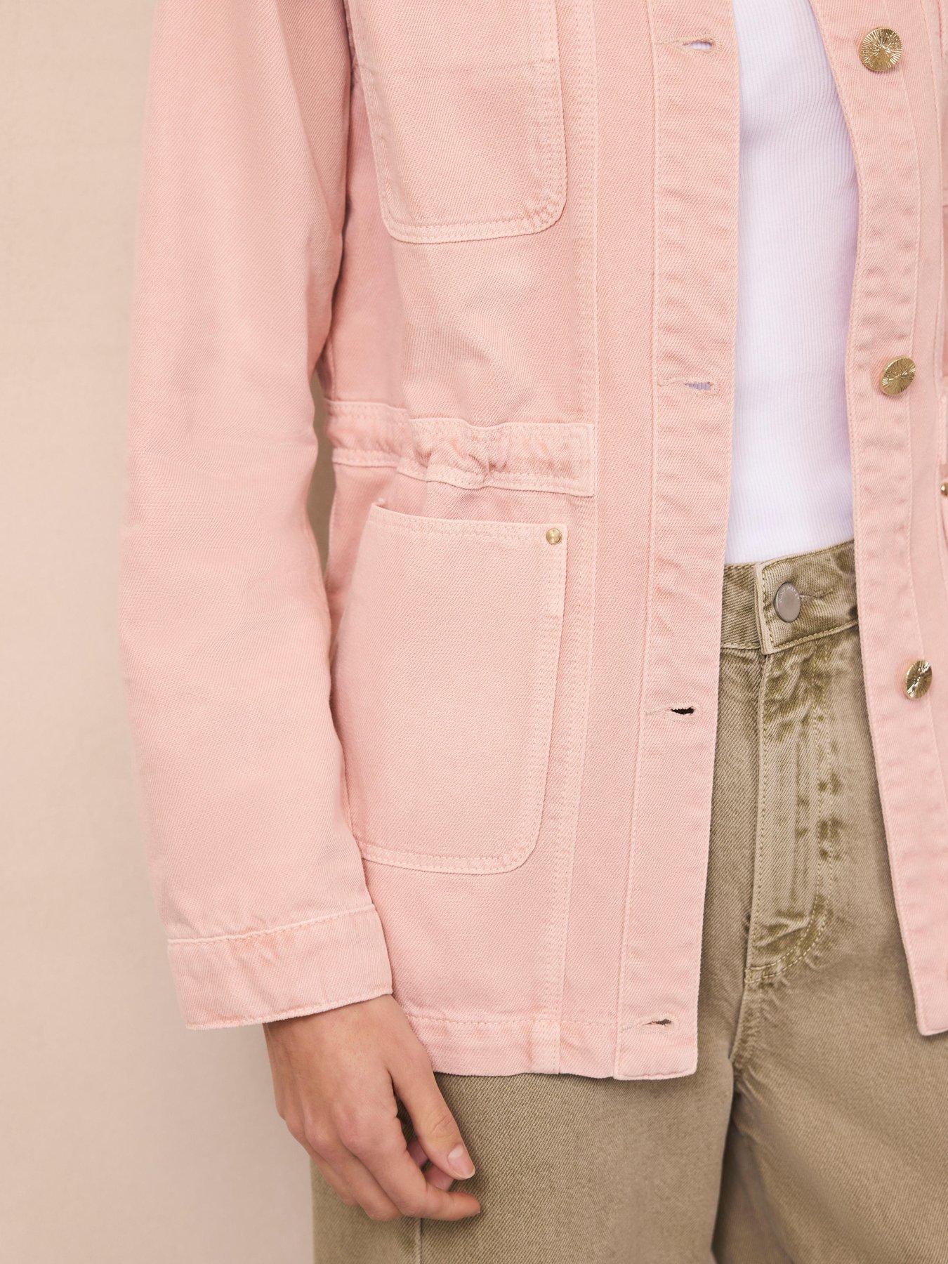 Image 4 of 6 of Mint Velvet Washed Utility Shacket - Light Pink