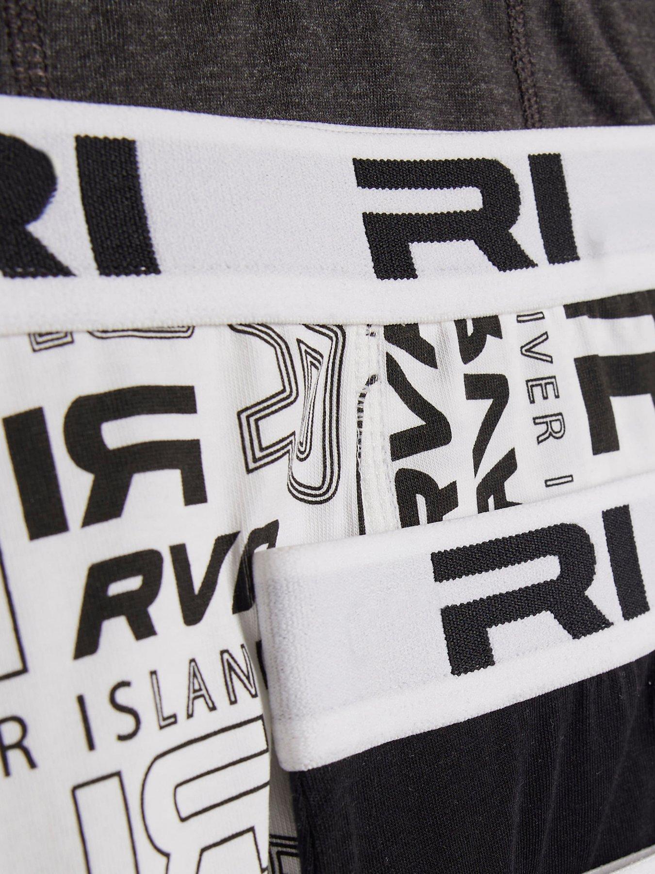 Image 4 of 4 of River Island Older Boys 5 Pack Mono Ri Waistband Boxers - Black