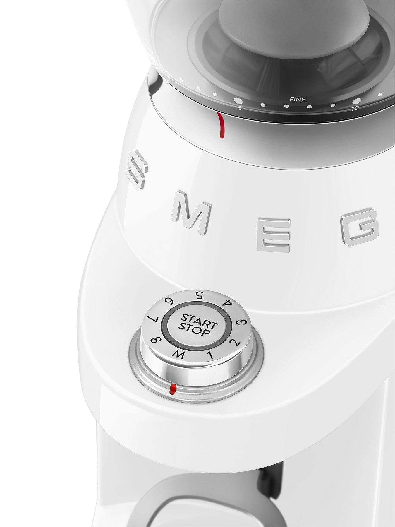 Image 2 of 6 of Smeg 50's Style Electric Coffee Grinder, Conical Burr, 30 Bean Grinding Levels, White