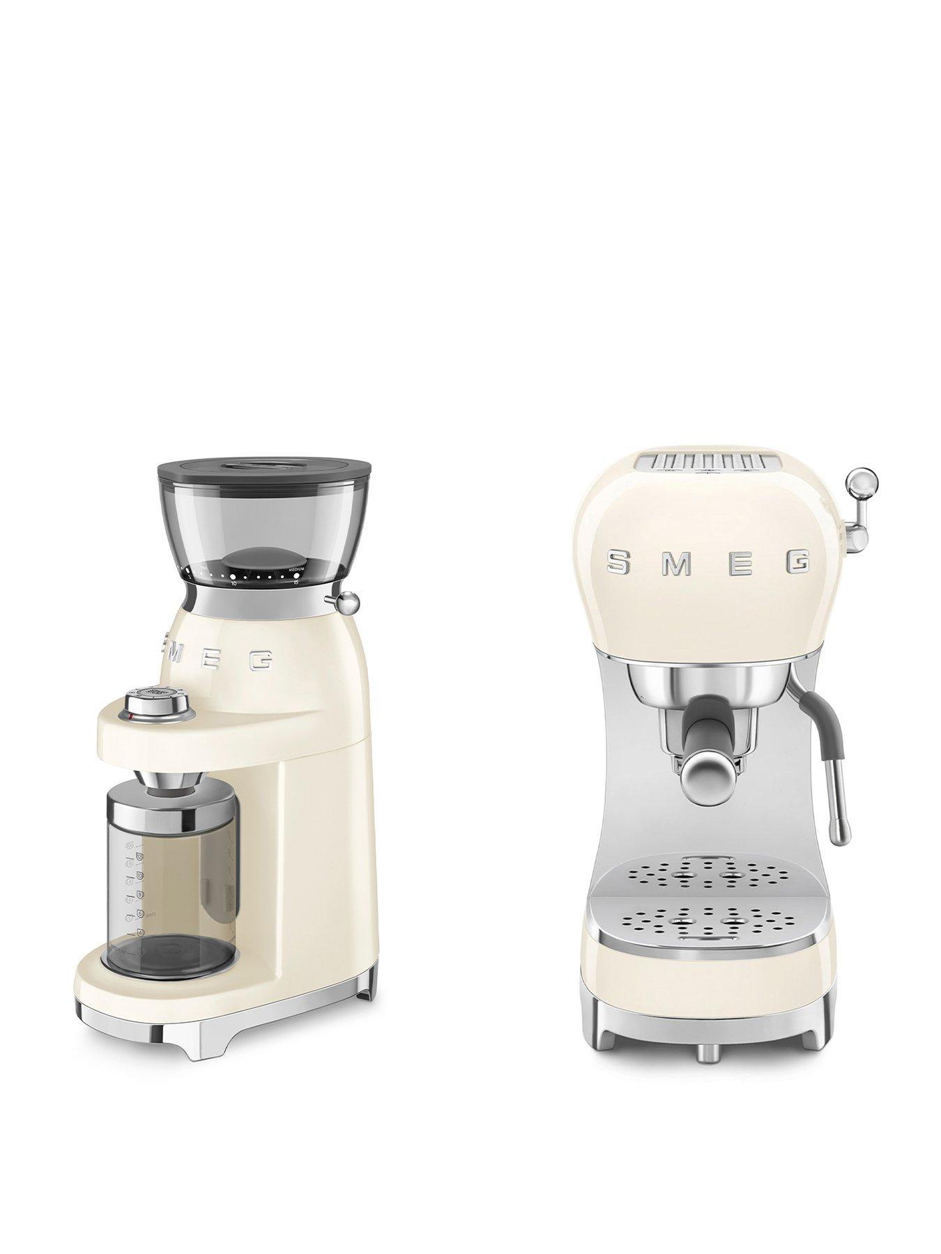 Smeg 50s Style Espresso Coffee Machine & Electric Coffee Grinder, Cream