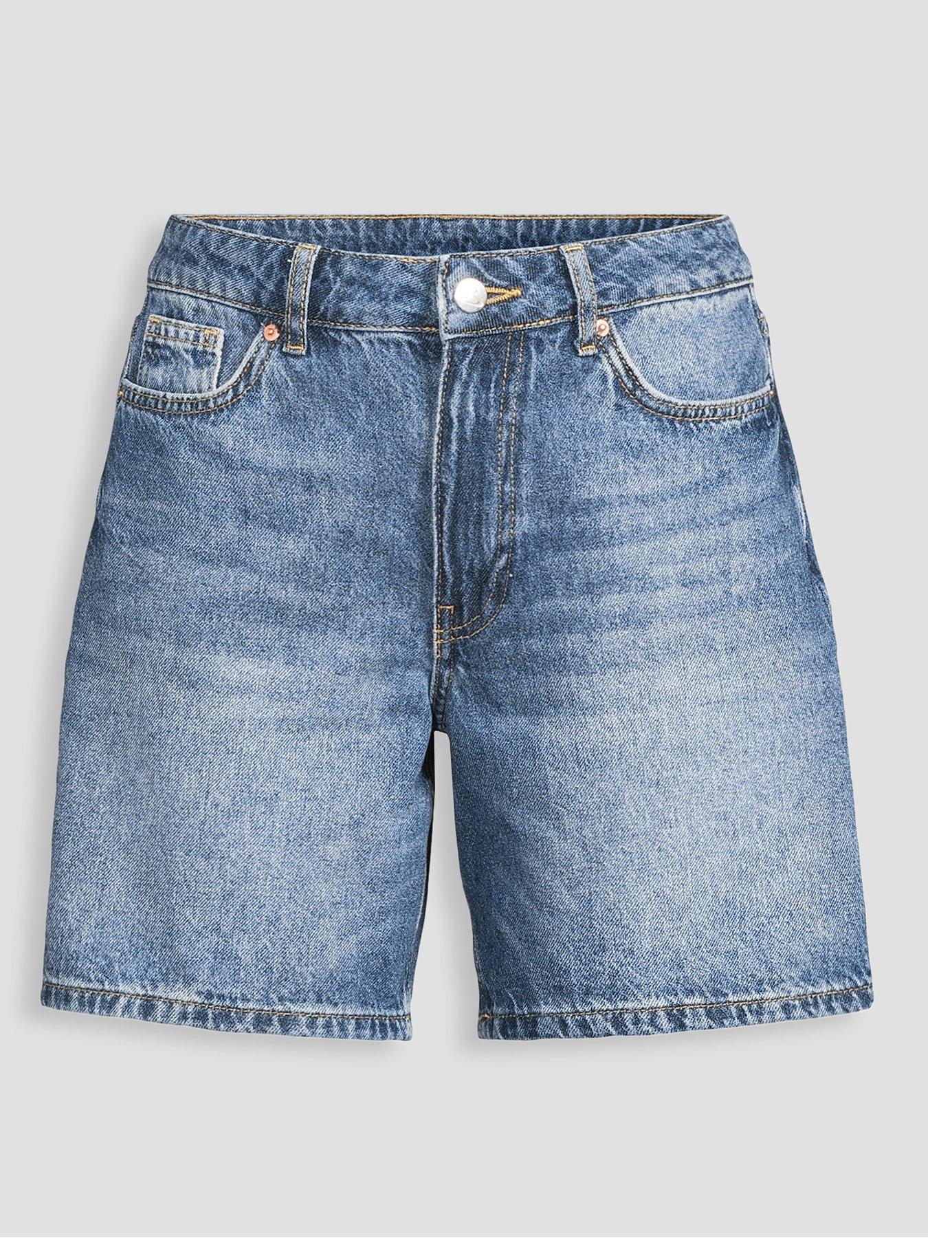 Image 7 of 7 of The Very Collection Longline Vintage Baggy Shorts - Dark Wash