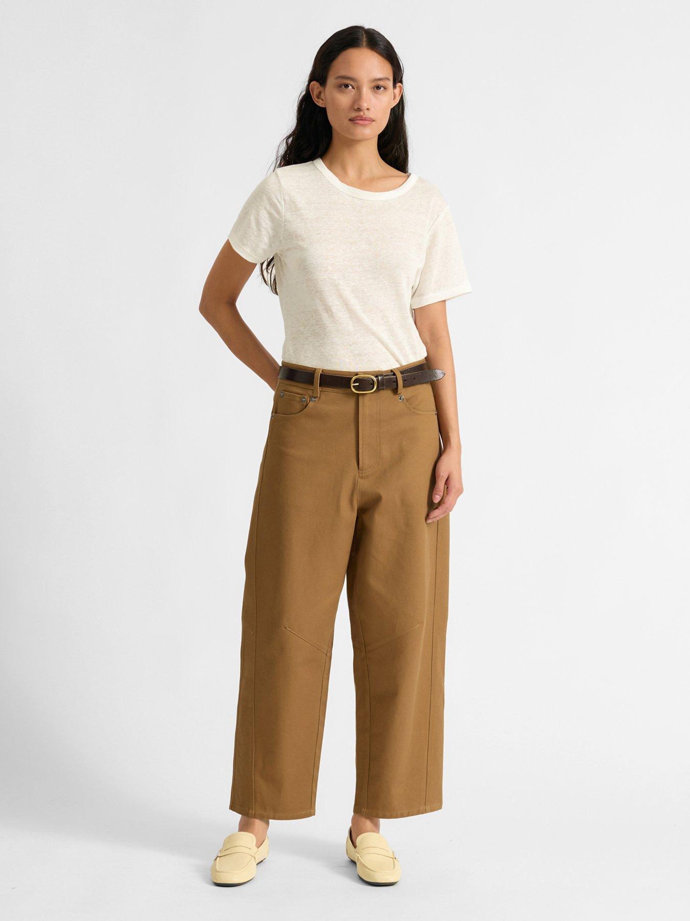 Albaray Cotton Barrel Trousers - Beige