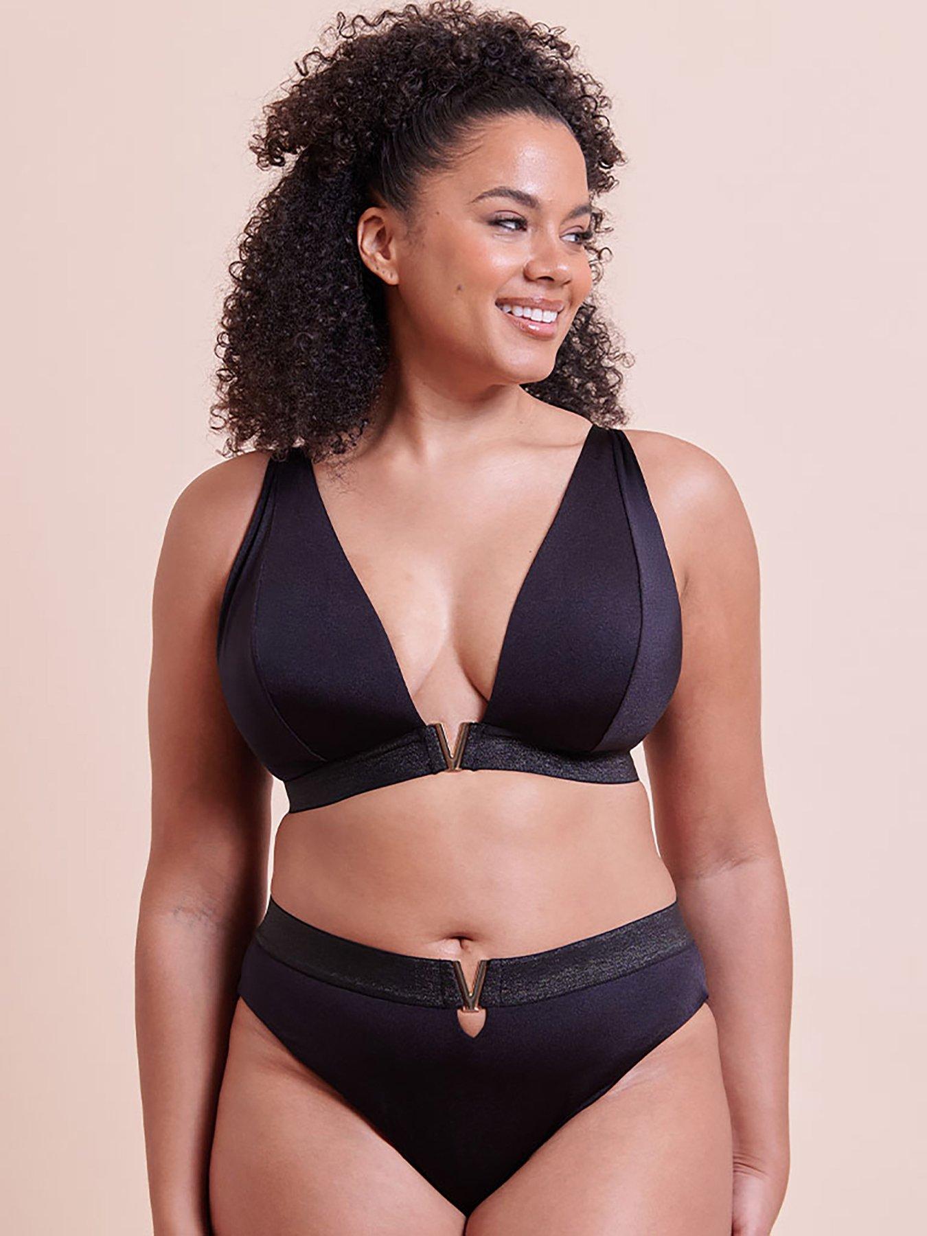 Image 3 of 6 of Curvy Kate Siren Seas Non Wired Bikini Top - Black