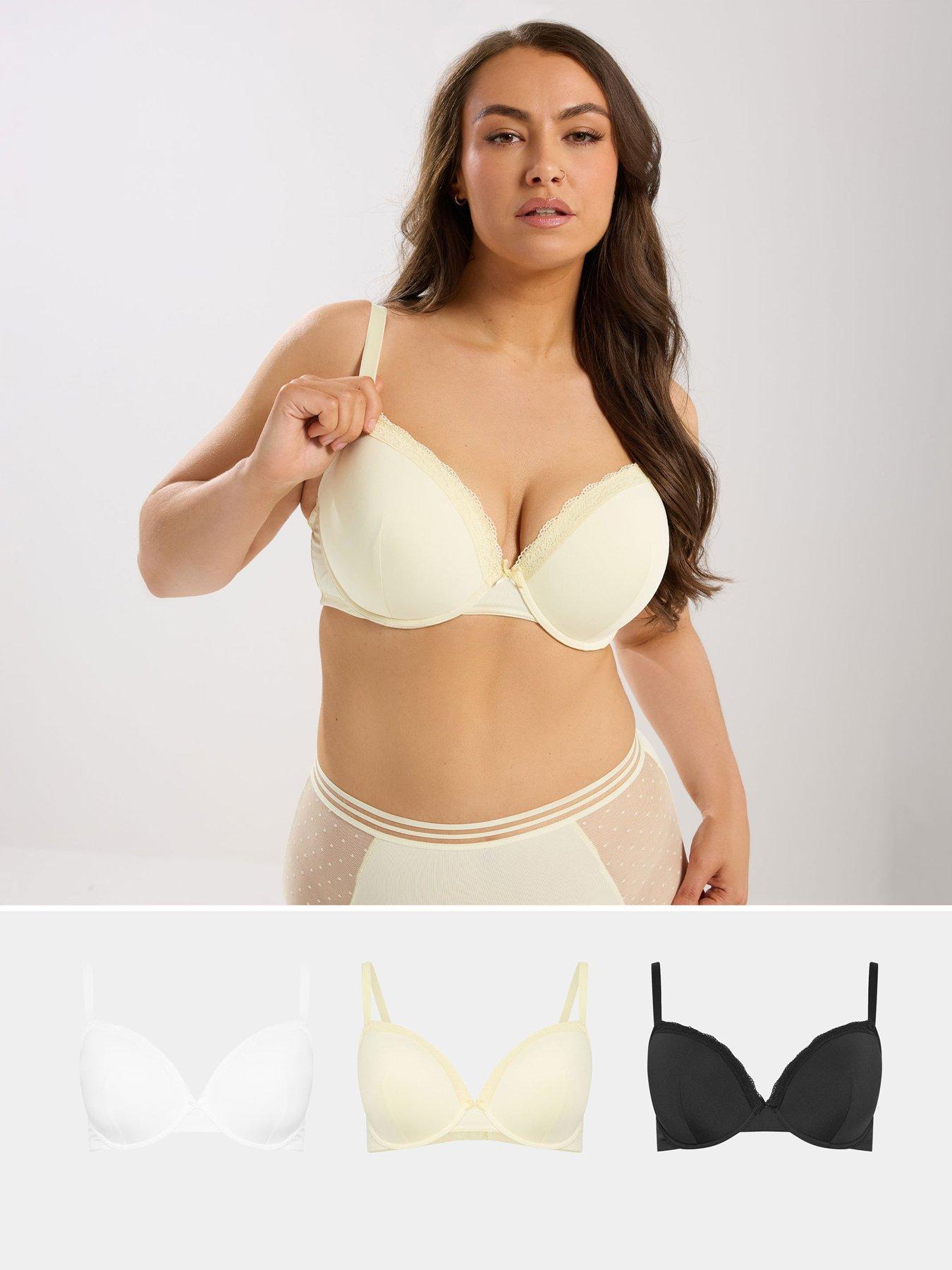 Yours Curve 3 Pack Pack T-Shirt Bra - Black