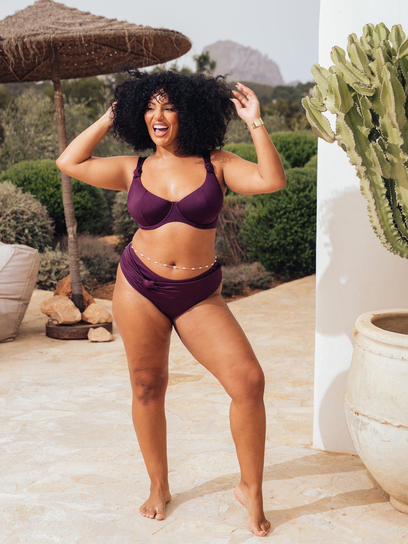 Curvy Kate Beach Bliss Scooped Balcony Bikini Top, Purple, Size 34Gg, Women