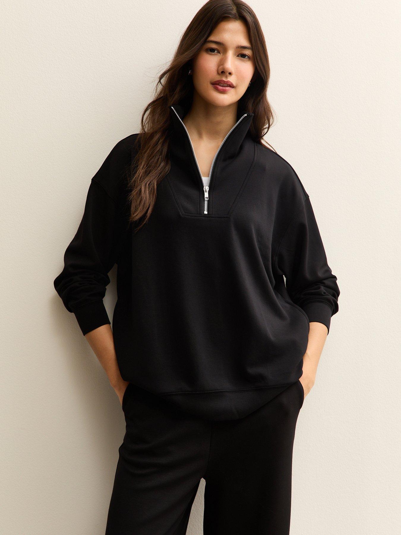 New Look Premium Quarter Zip Sweatshirt - Black