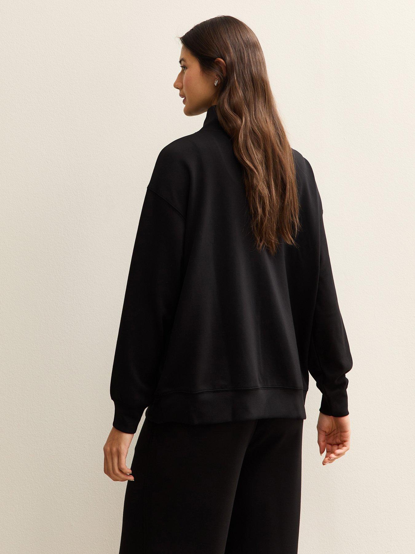 Image 2 of 6 of New Look Premium Quarter Zip Sweatshirt - Black