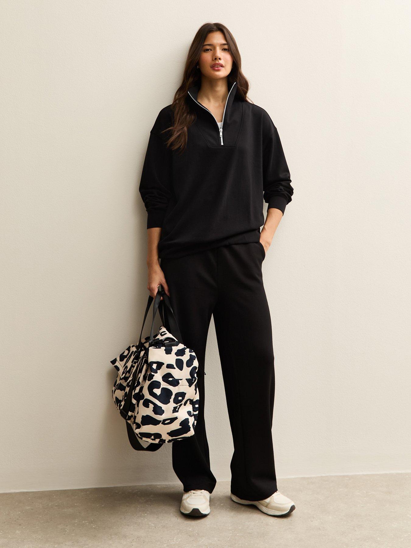 Image 3 of 6 of New Look Premium Quarter Zip Sweatshirt - Black