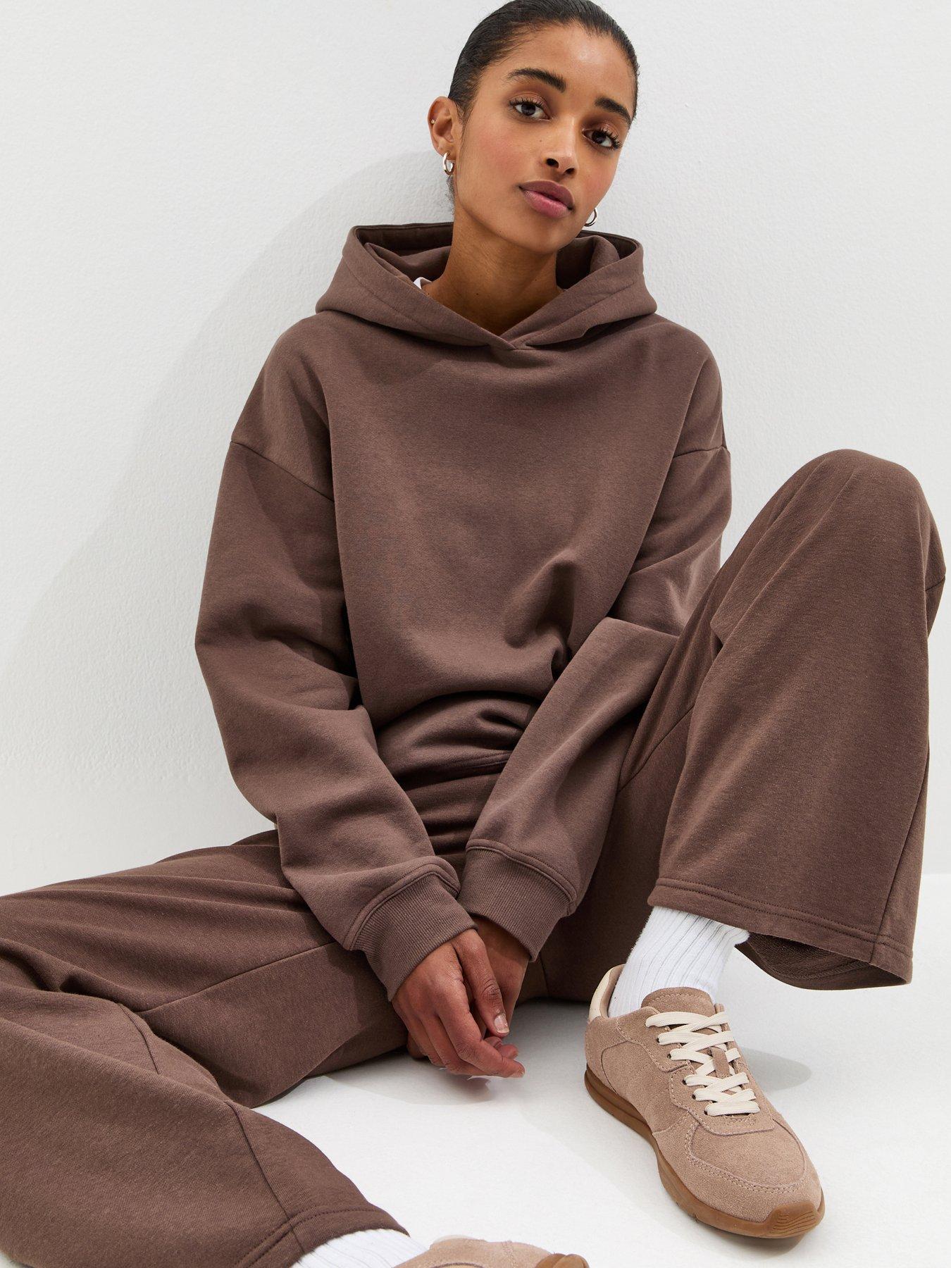 New Look Wide Leg Joggers - Dark Brown