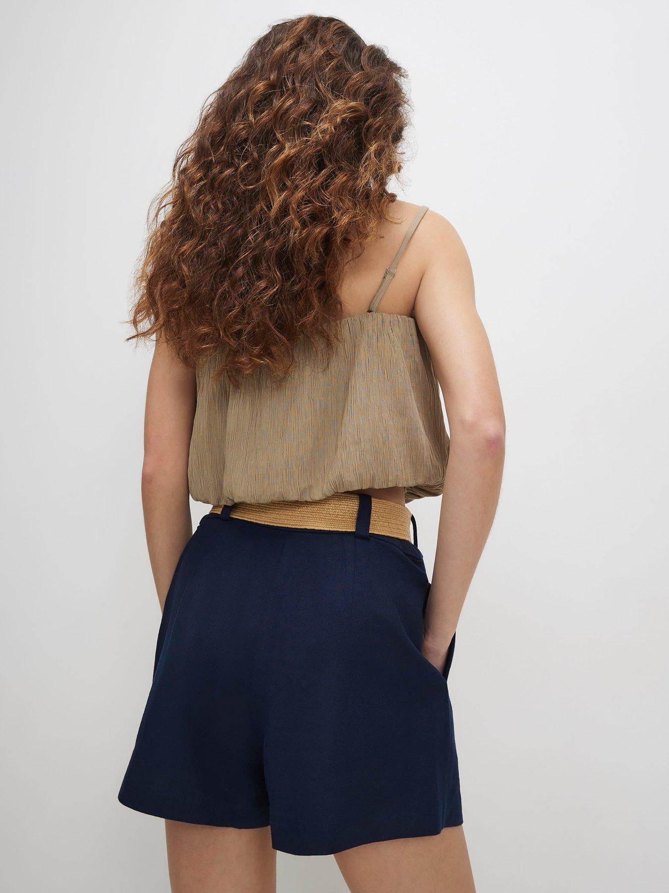 Image 2 of 6 of River Island Linen Belted Short - Blue