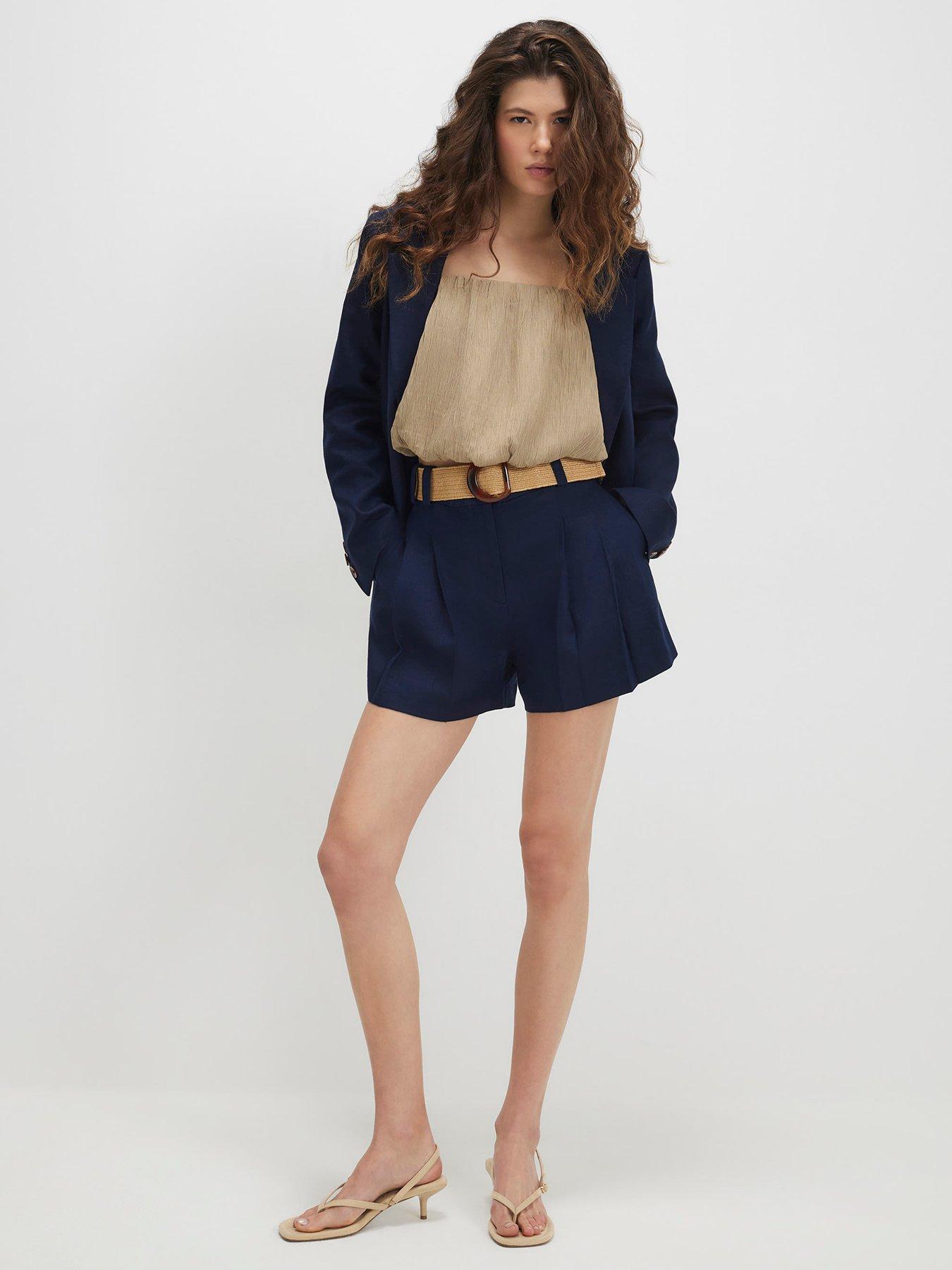 Image 3 of 6 of River Island Linen Belted Short - Blue