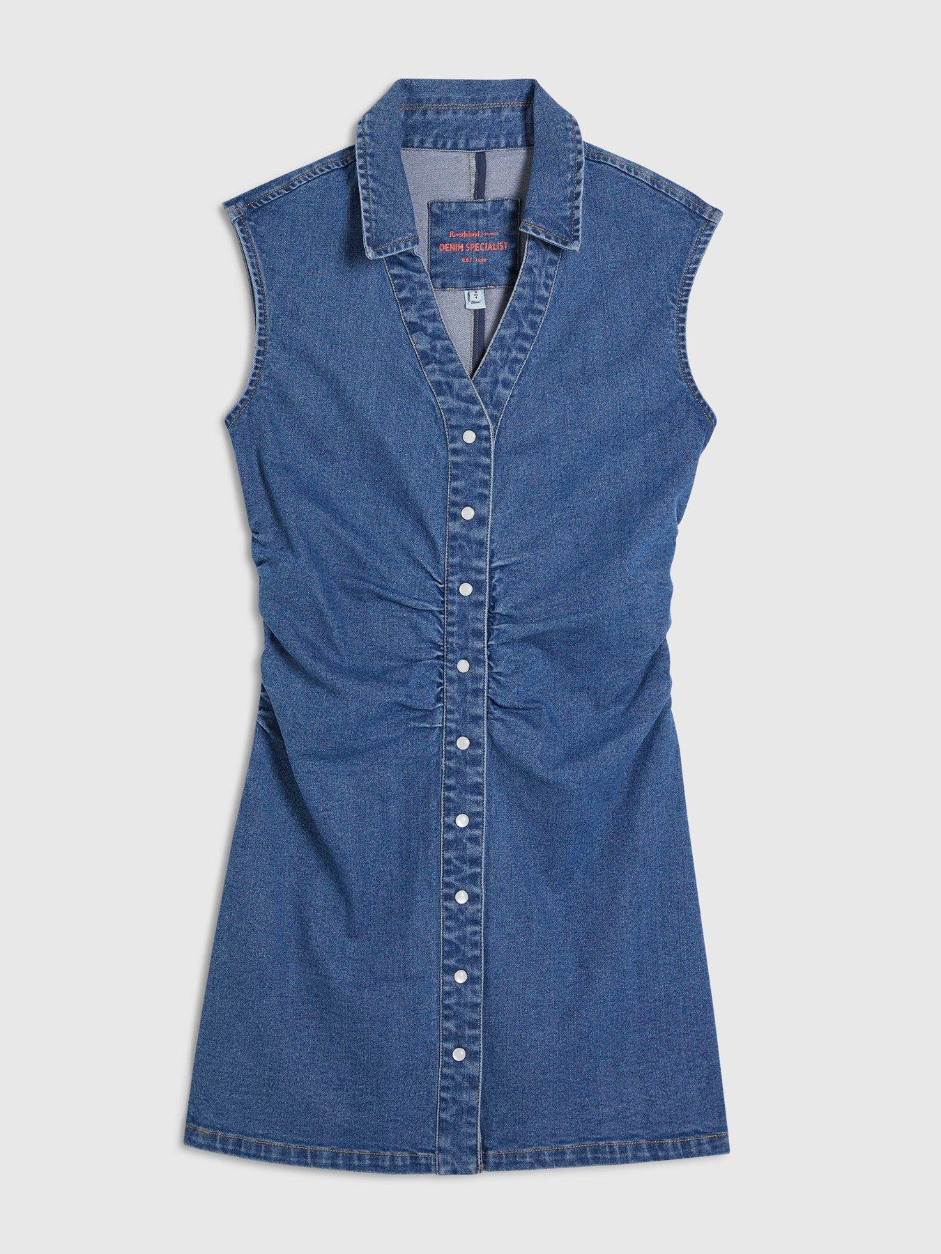 Image 5 of 6 of River Island Rushed Front Mini Dress - Blue