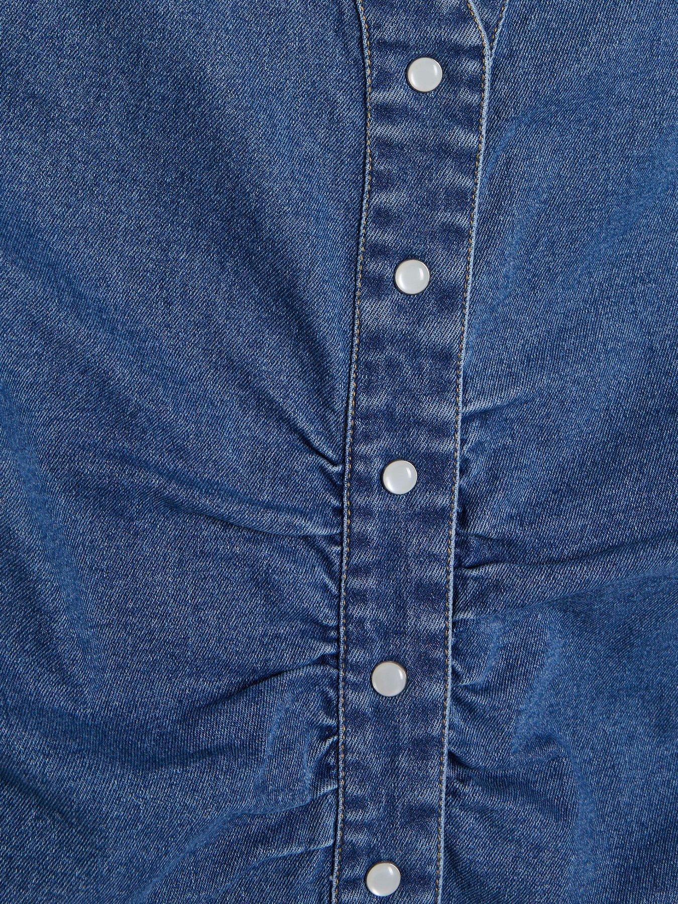 Image 6 of 6 of River Island Rushed Front Mini Dress - Blue