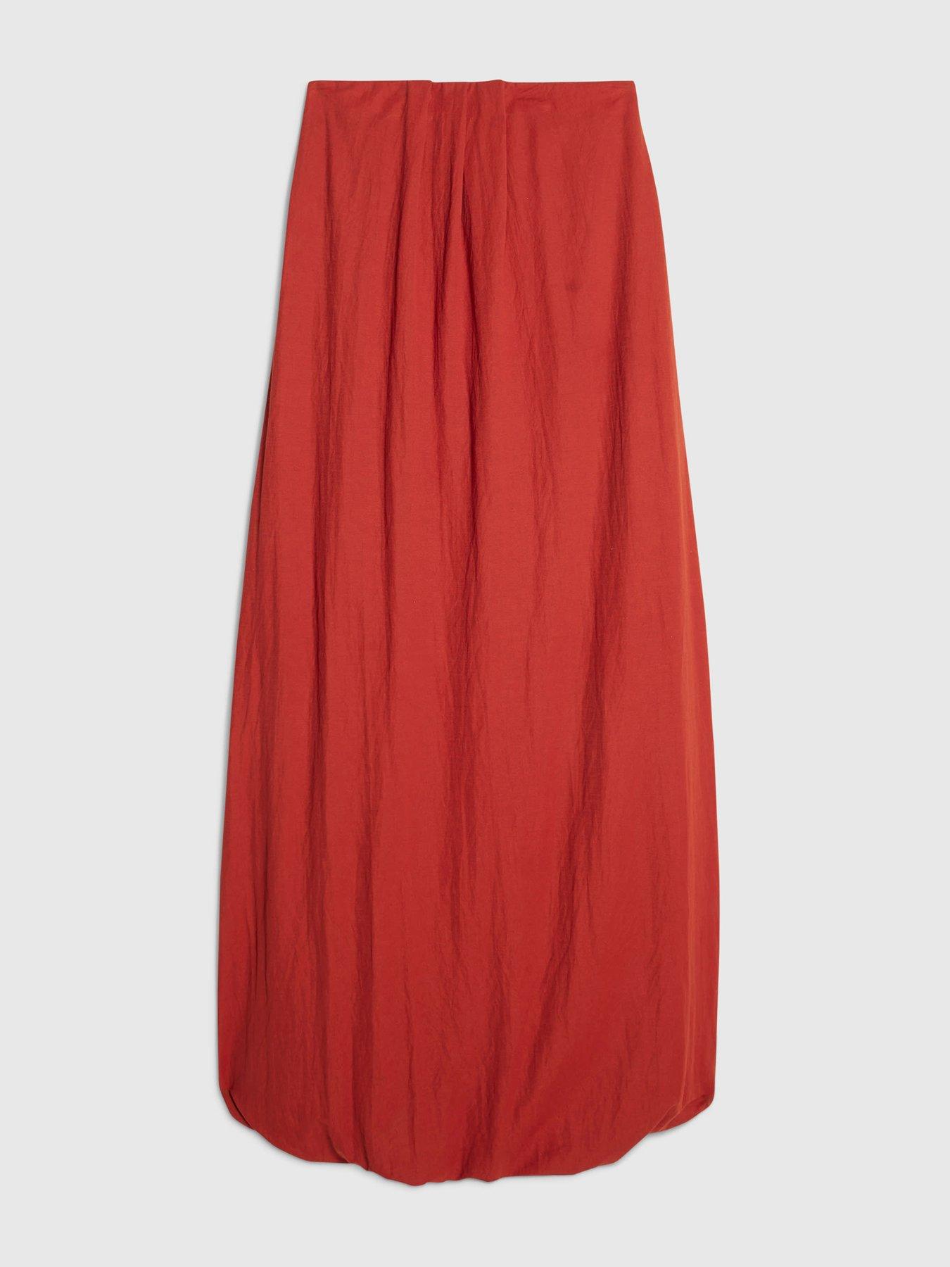 Image 5 of 6 of River Island Short Linen Bandeau Maxi Dress - Orange