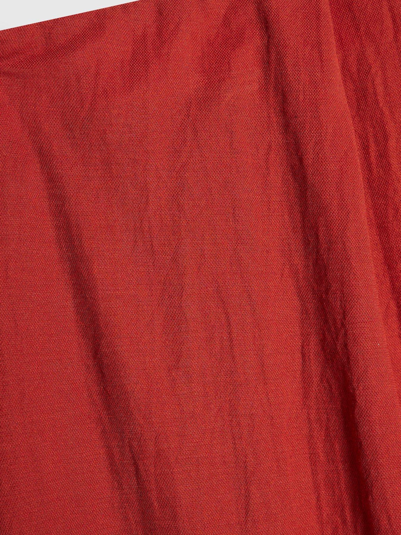 Image 6 of 6 of River Island Short Linen Bandeau Maxi Dress - Orange