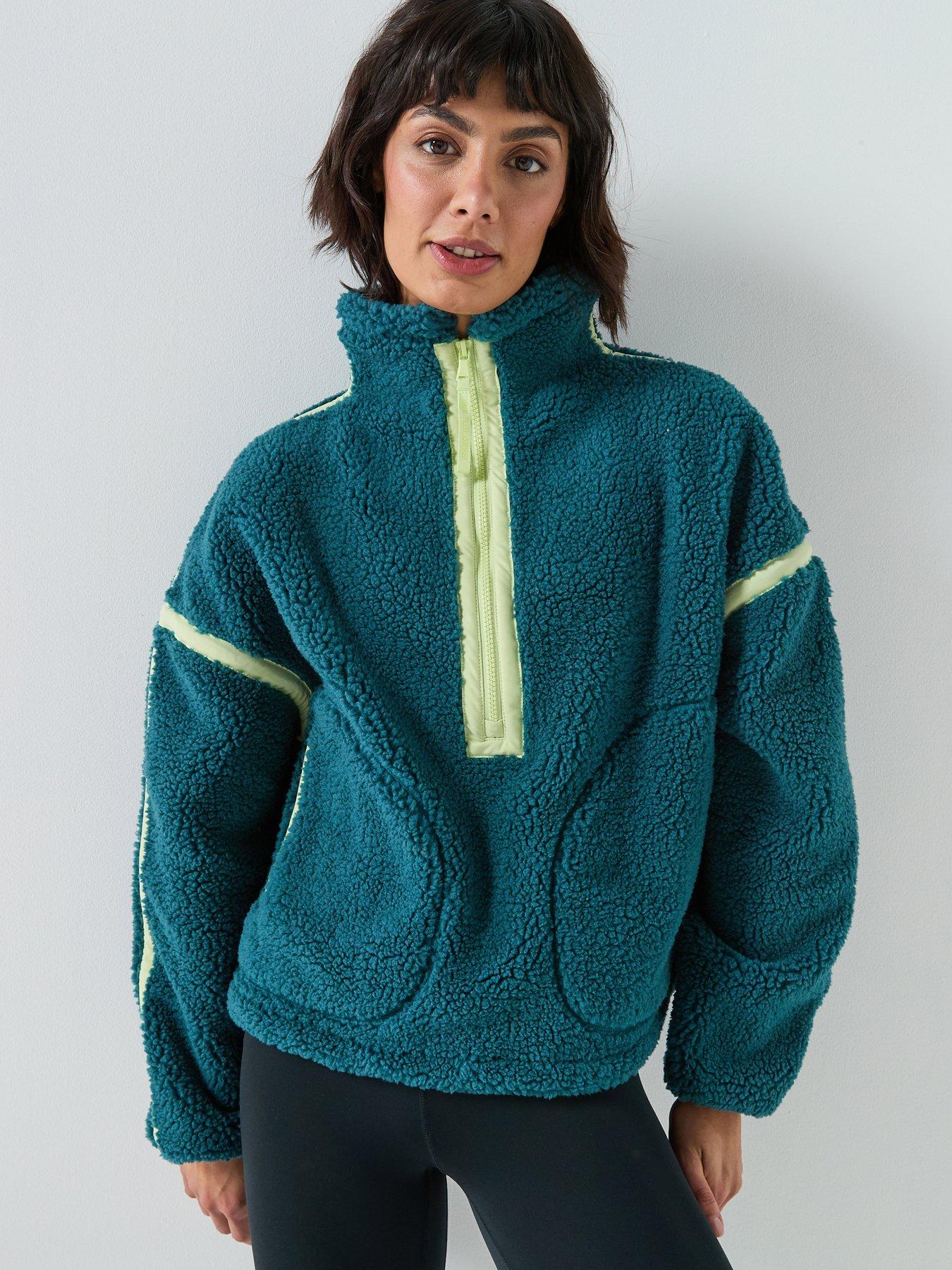 Gym + Coffee Womens Training Industry Fleece Half Zip - Green