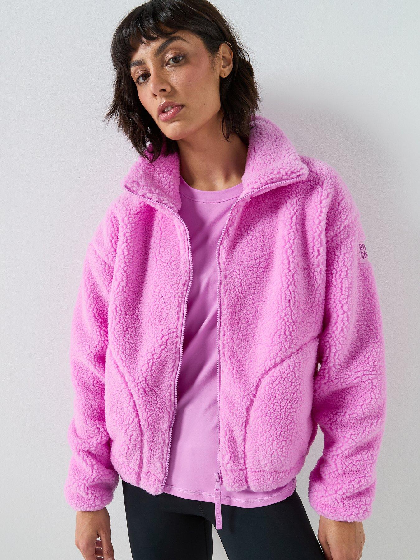 Image 1 of 6 of Gym + Coffee Womens Training Industry Fleece High Collar Jacket - Pink
