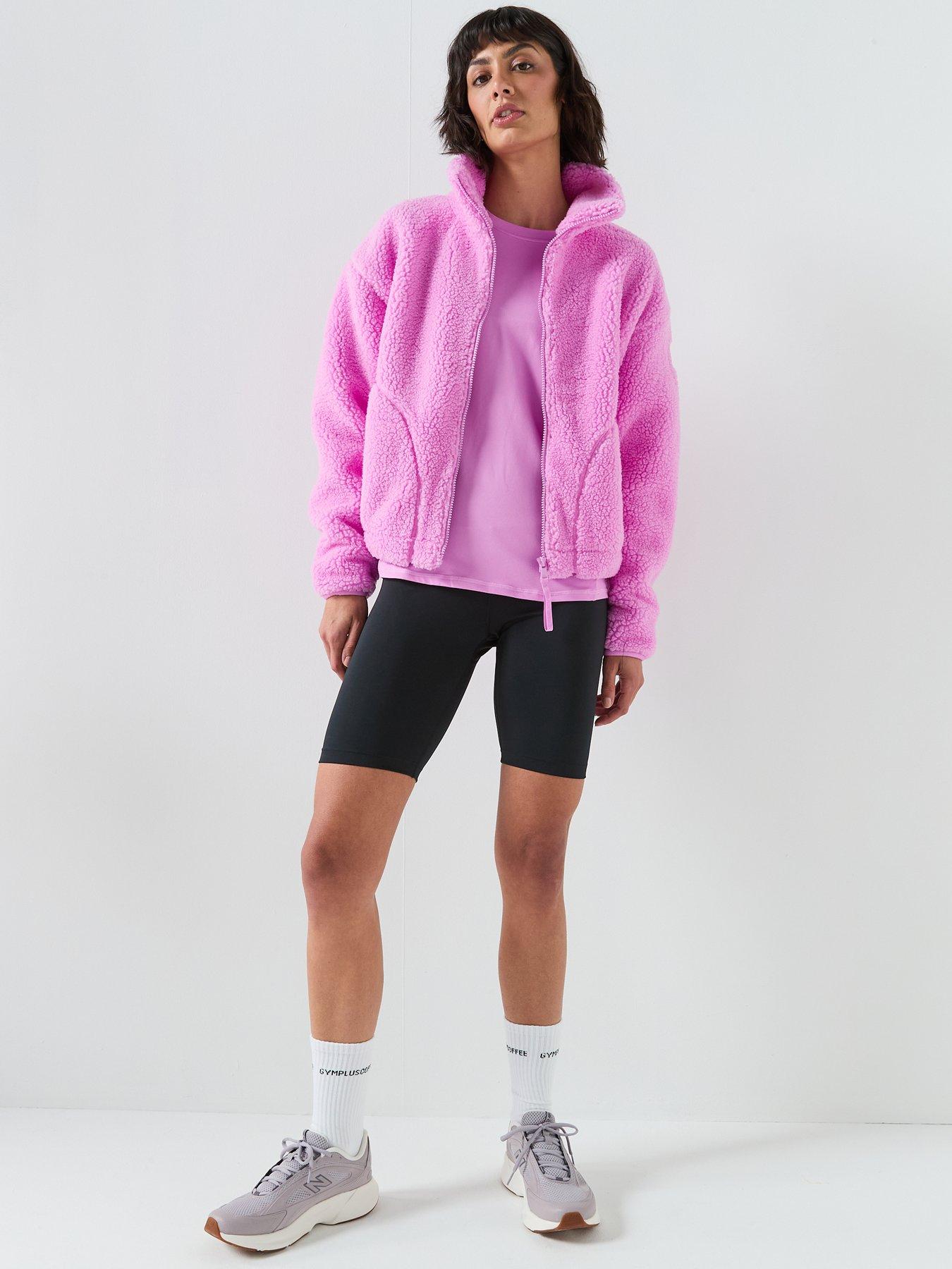 Image 3 of 6 of Gym + Coffee Womens Training Industry Fleece High Collar Jacket - Pink