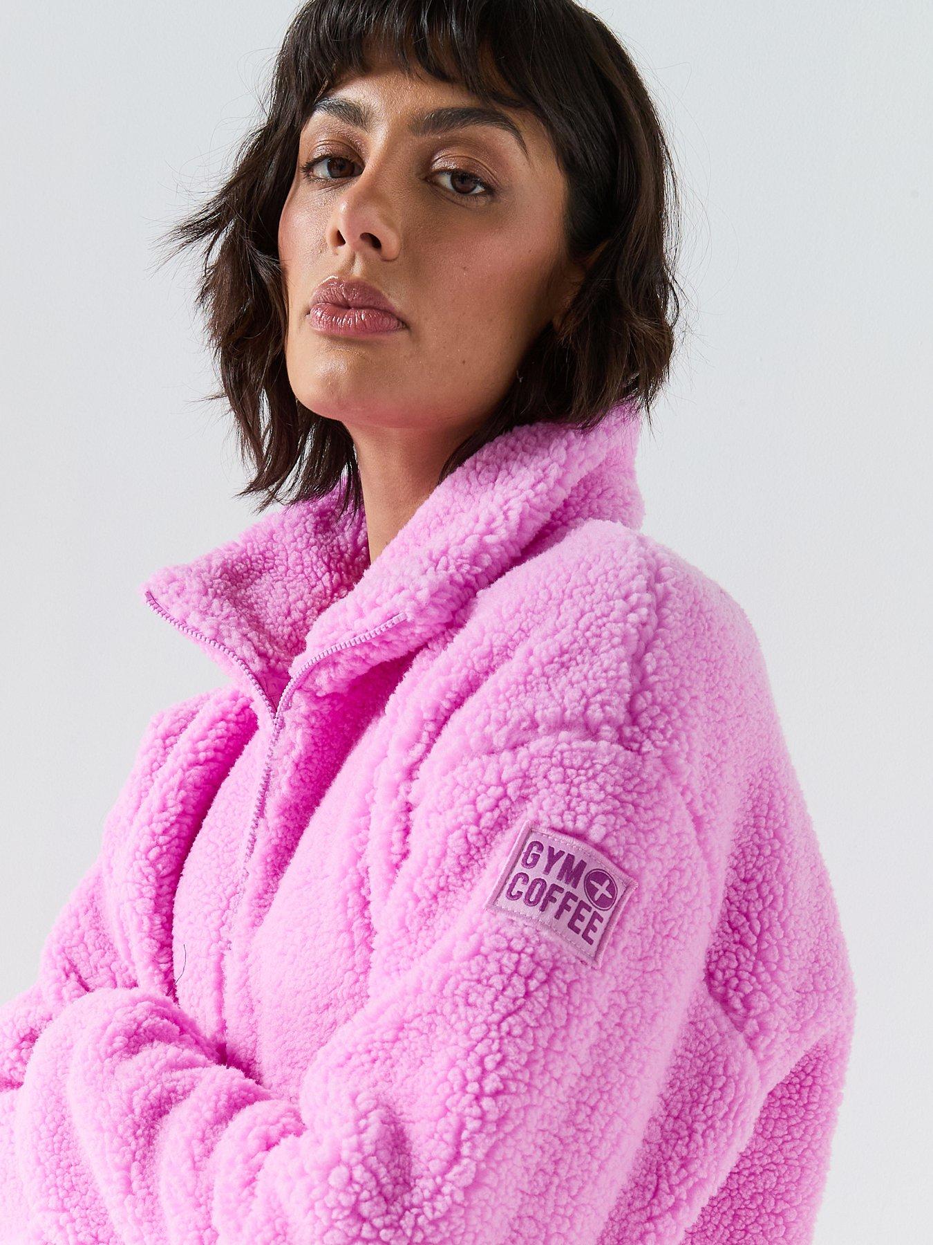 Image 4 of 6 of Gym + Coffee Womens Training Industry Fleece High Collar Jacket - Pink