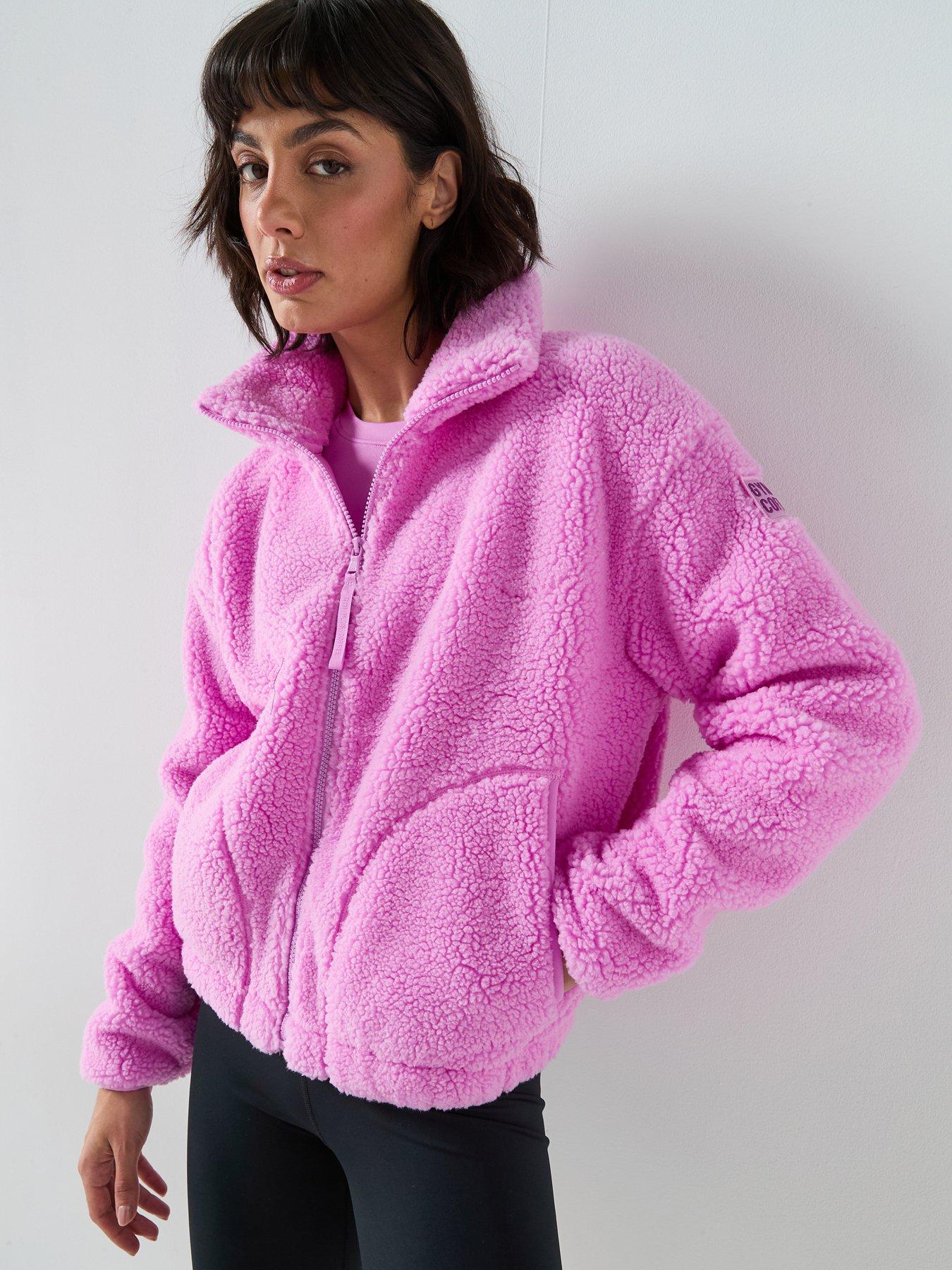 Image 5 of 6 of Gym + Coffee Womens Training Industry Fleece High Collar Jacket - Pink