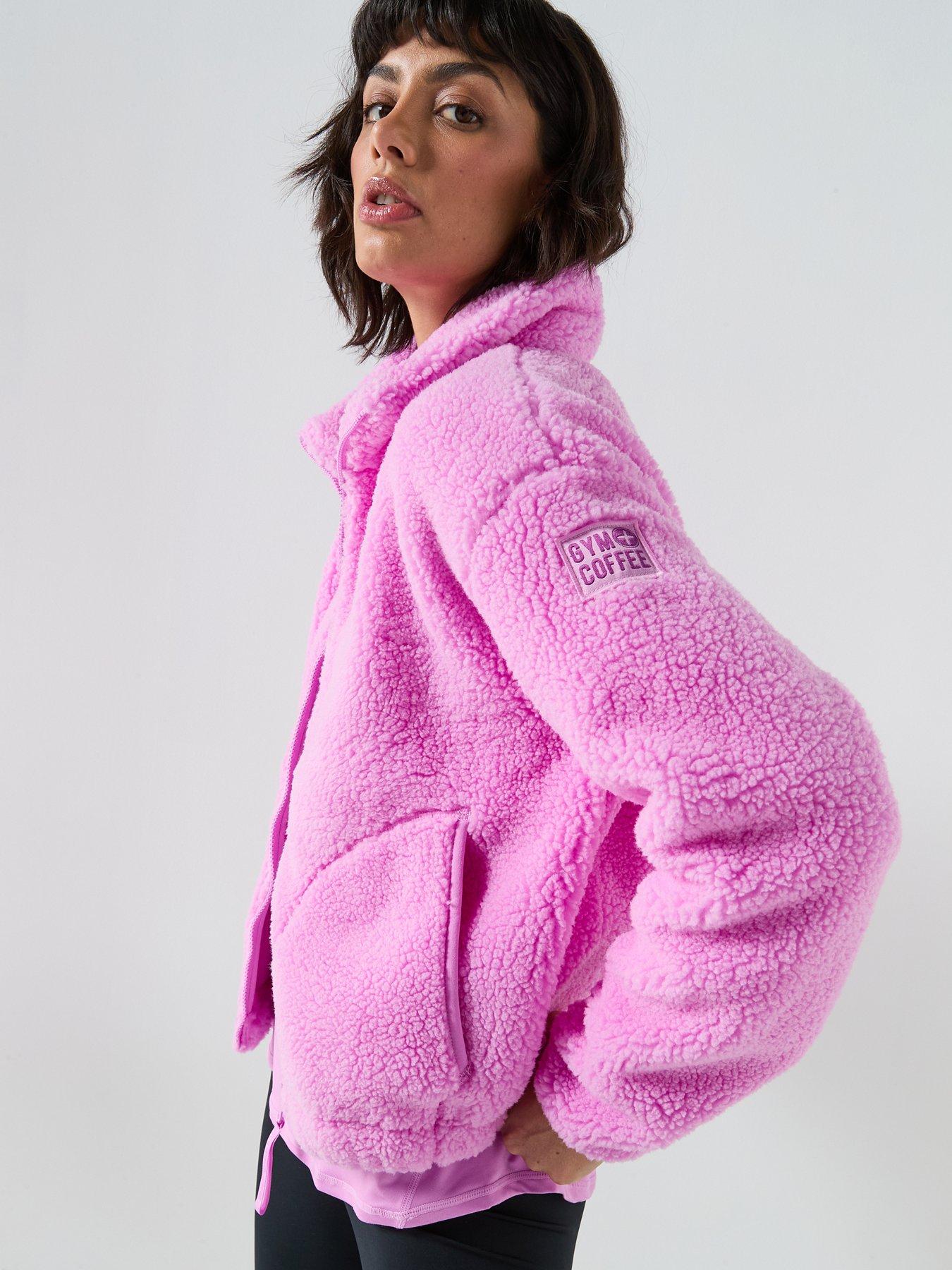 Image 6 of 6 of Gym + Coffee Womens Training Industry Fleece High Collar Jacket - Pink
