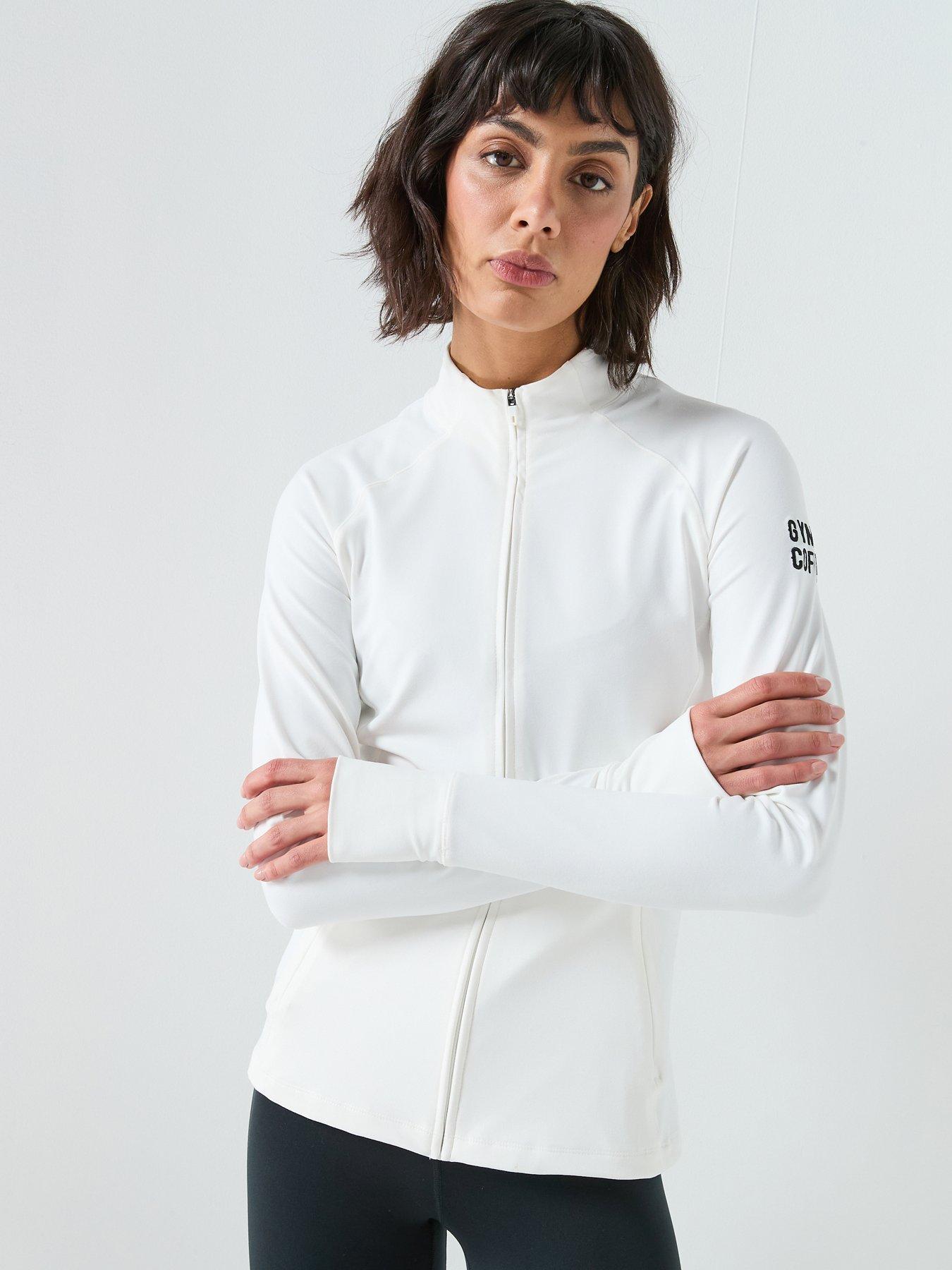 Gym + Coffee Womens Training Relentless Full Zip - White