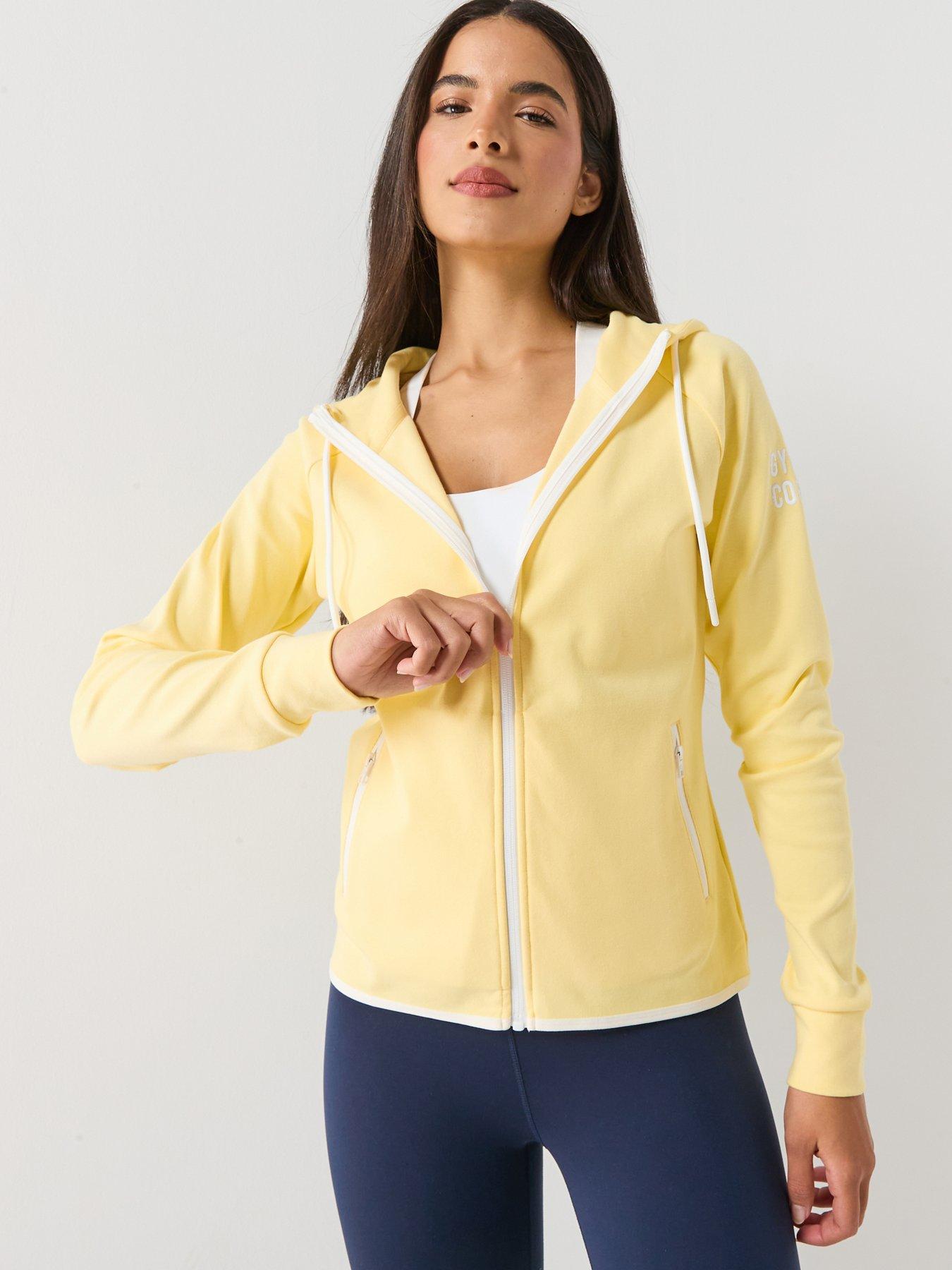 Gym + Coffee Womens Training Chill Zip Hoodie - Yellow