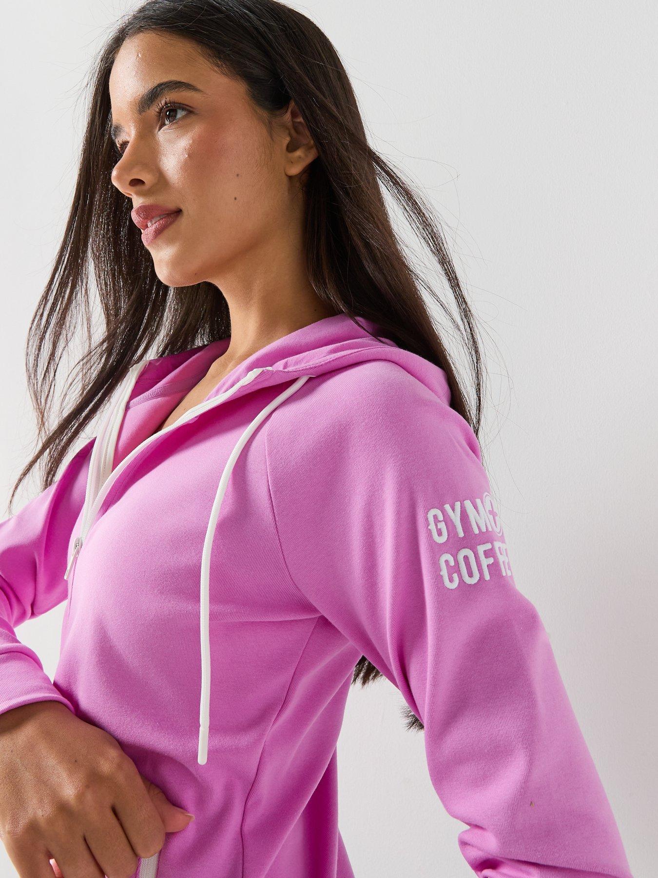 Image 4 of 6 of Gym + Coffee Womens Training Chill Zip Hoodie - Pink