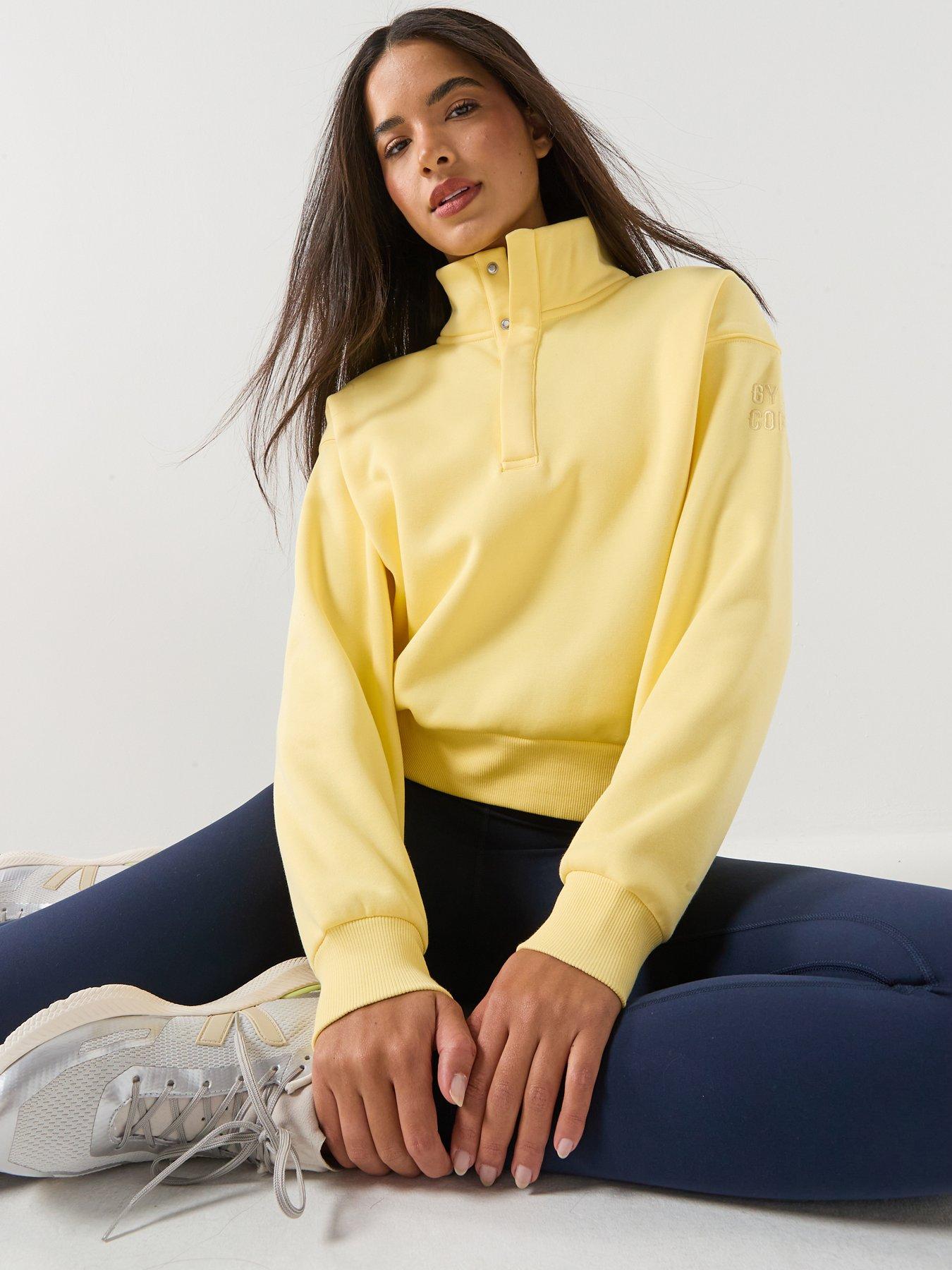 Image 1 of 6 of Gym + Coffee Womens Training Urban Snap Collar Sweatshirt - Yellow
