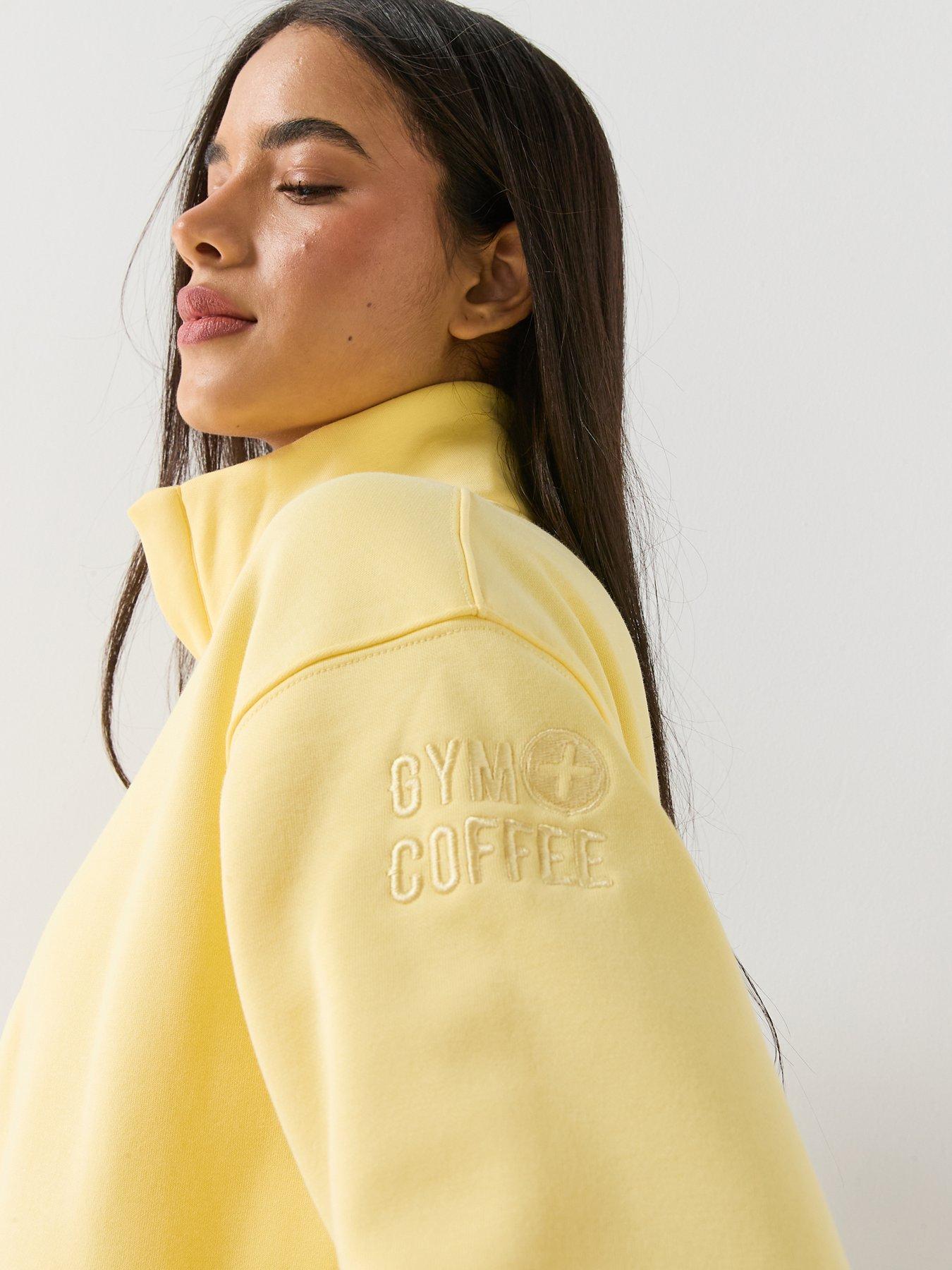 Image 4 of 6 of Gym + Coffee Womens Training Urban Snap Collar Sweatshirt - Yellow