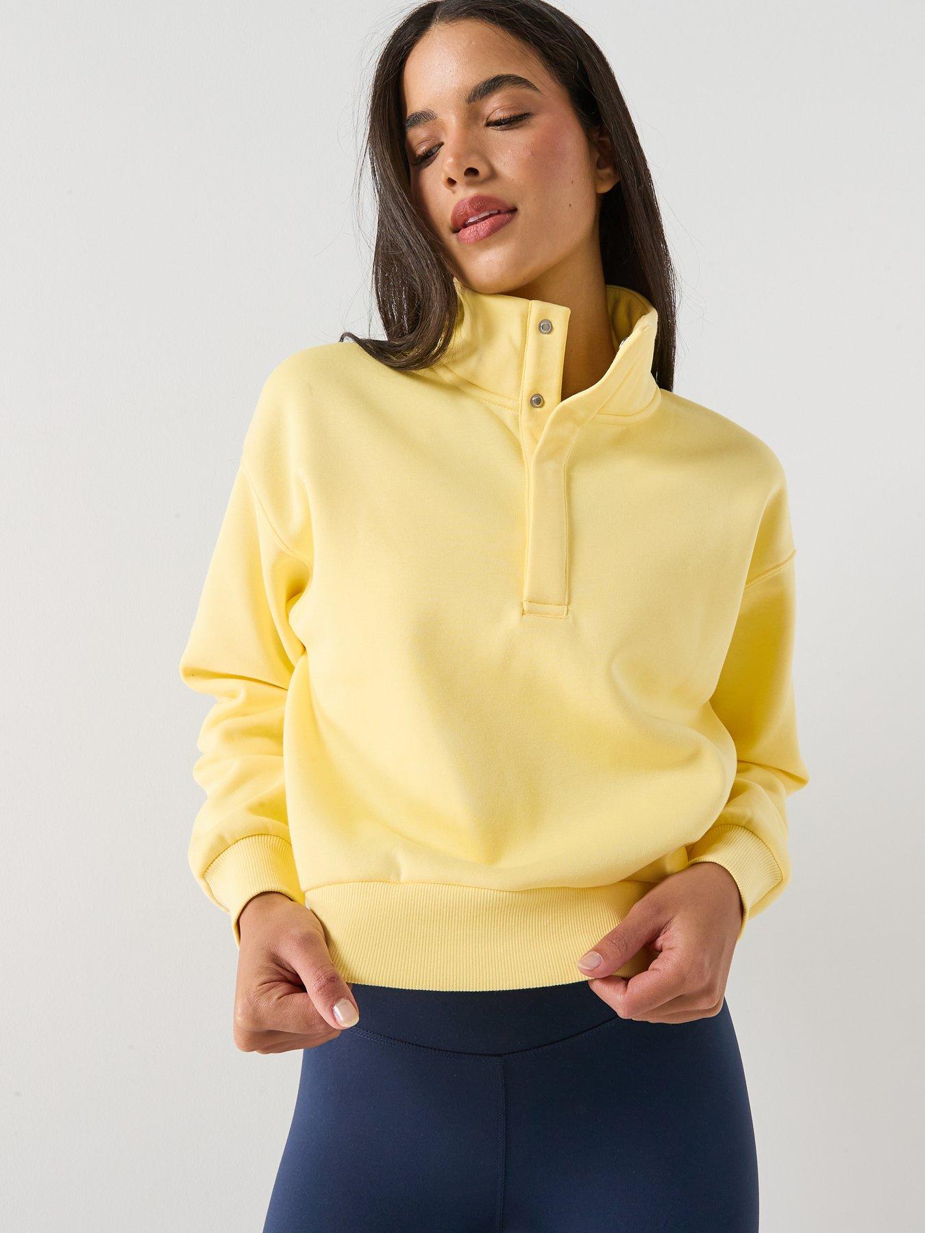Image 6 of 6 of Gym + Coffee Womens Training Urban Snap Collar Sweatshirt - Yellow