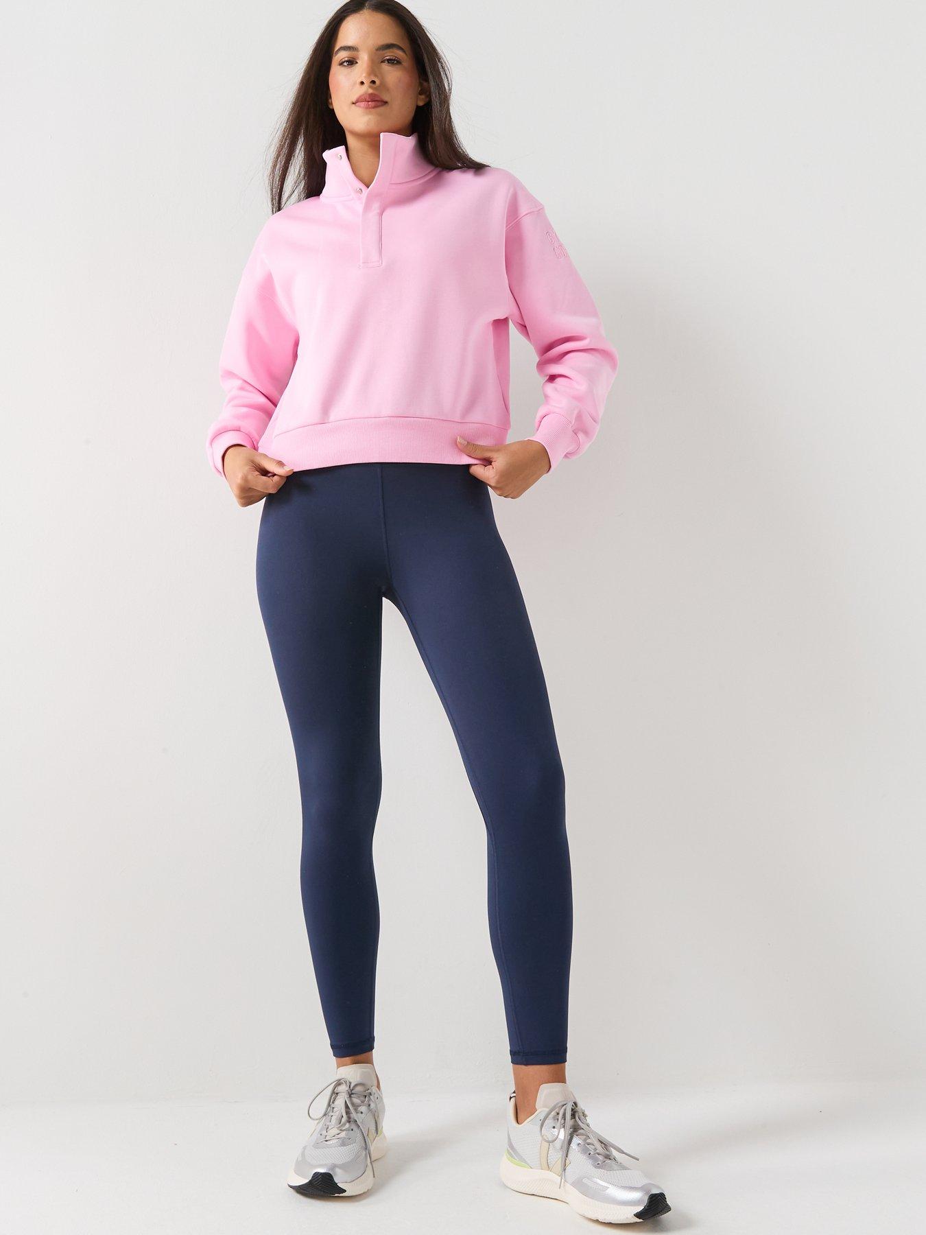 Image 3 of 6 of Gym + Coffee Womens Training Urban Snap Collar Sweatshirt - Pink