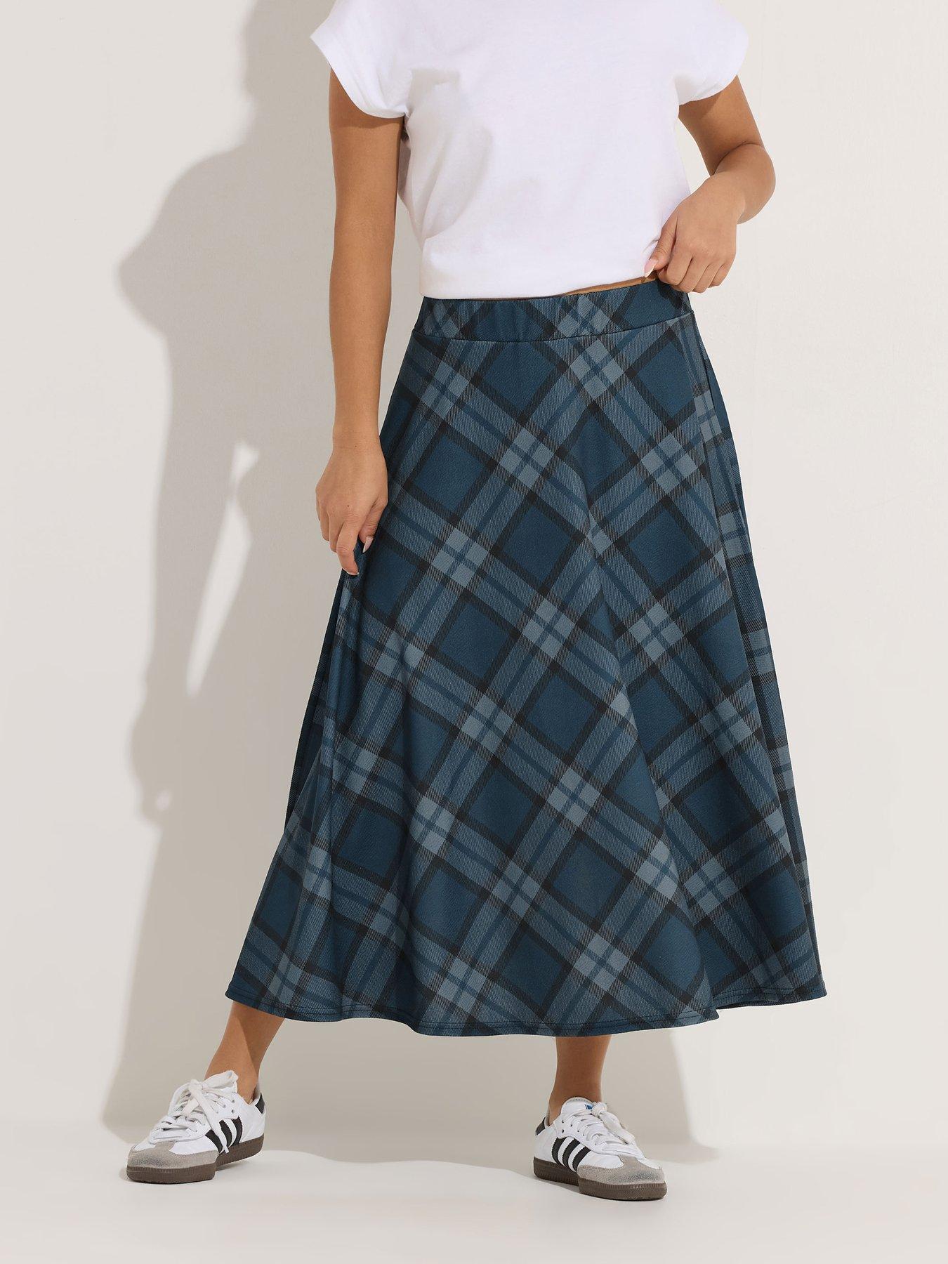 PixieGirl Petite Check Midaxi Skirt - Green