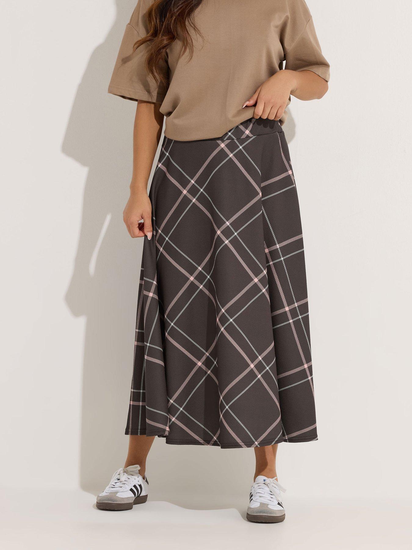 PixieGirl Petite Check Midaxi Skirt - Pink
