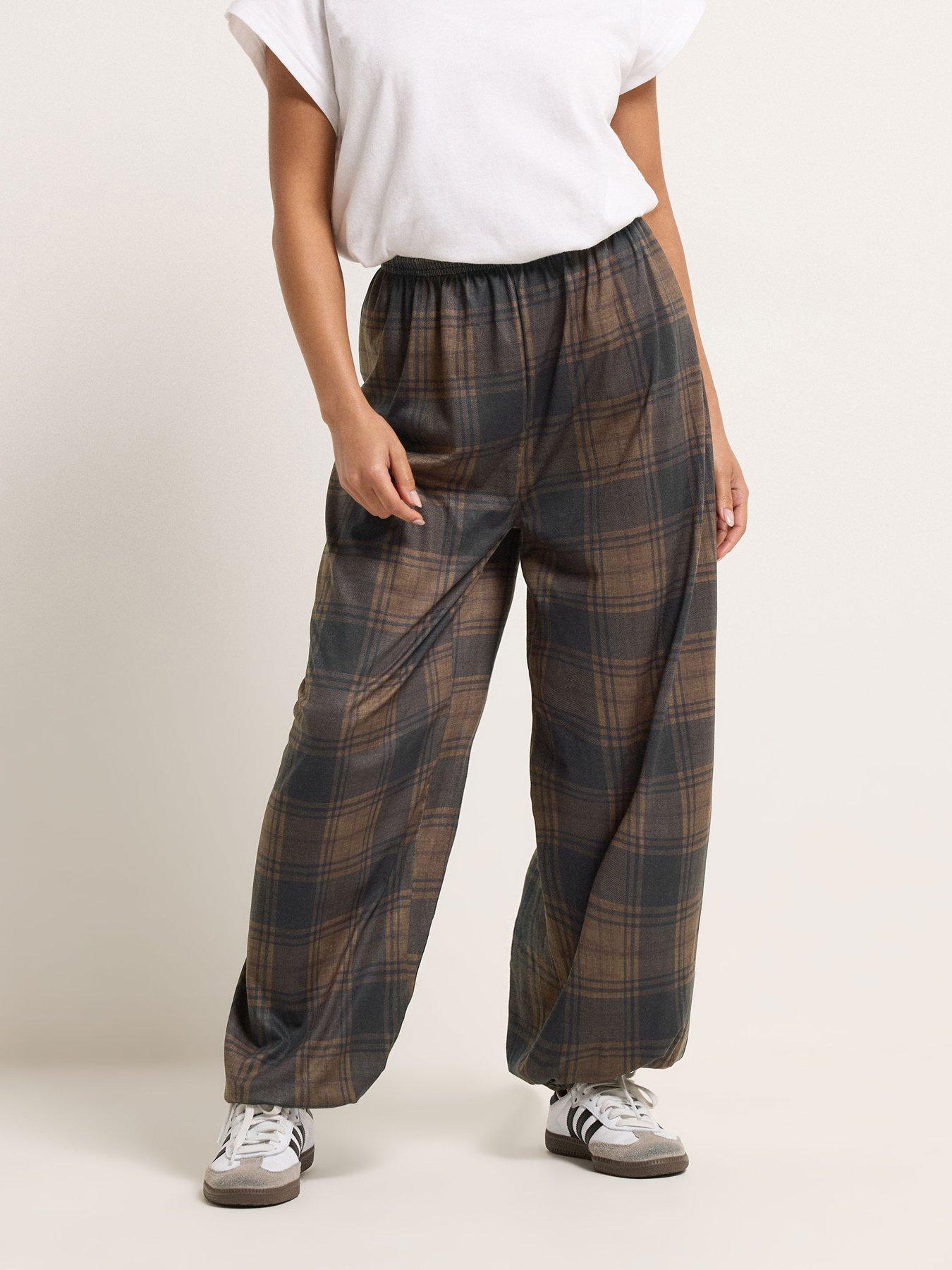 Image 1 of 4 of PixieGirl Petite Large Check Balloon Trousers