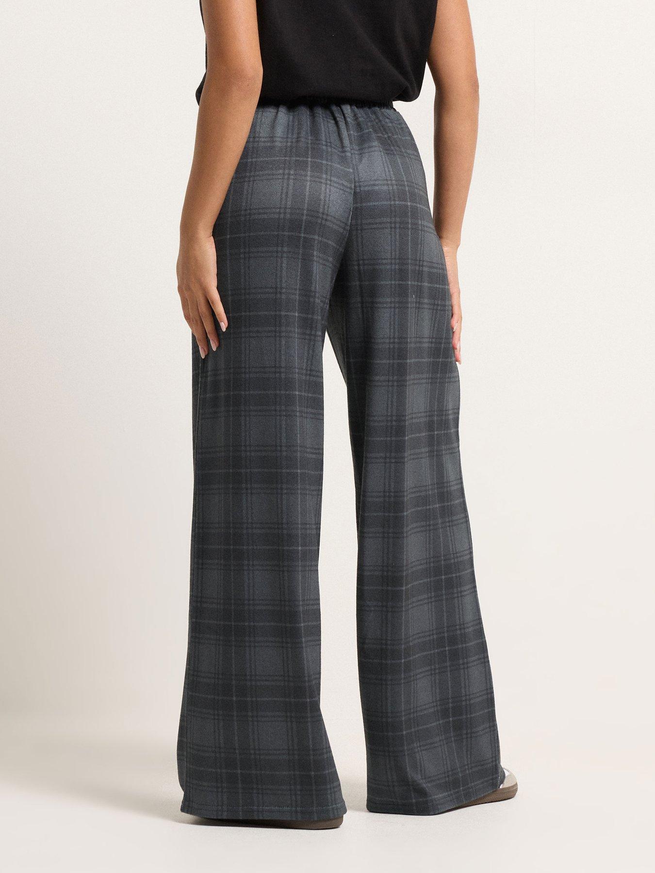 Image 2 of 4 of PixieGirl Petite Brushed Check Wide Leg Trousers