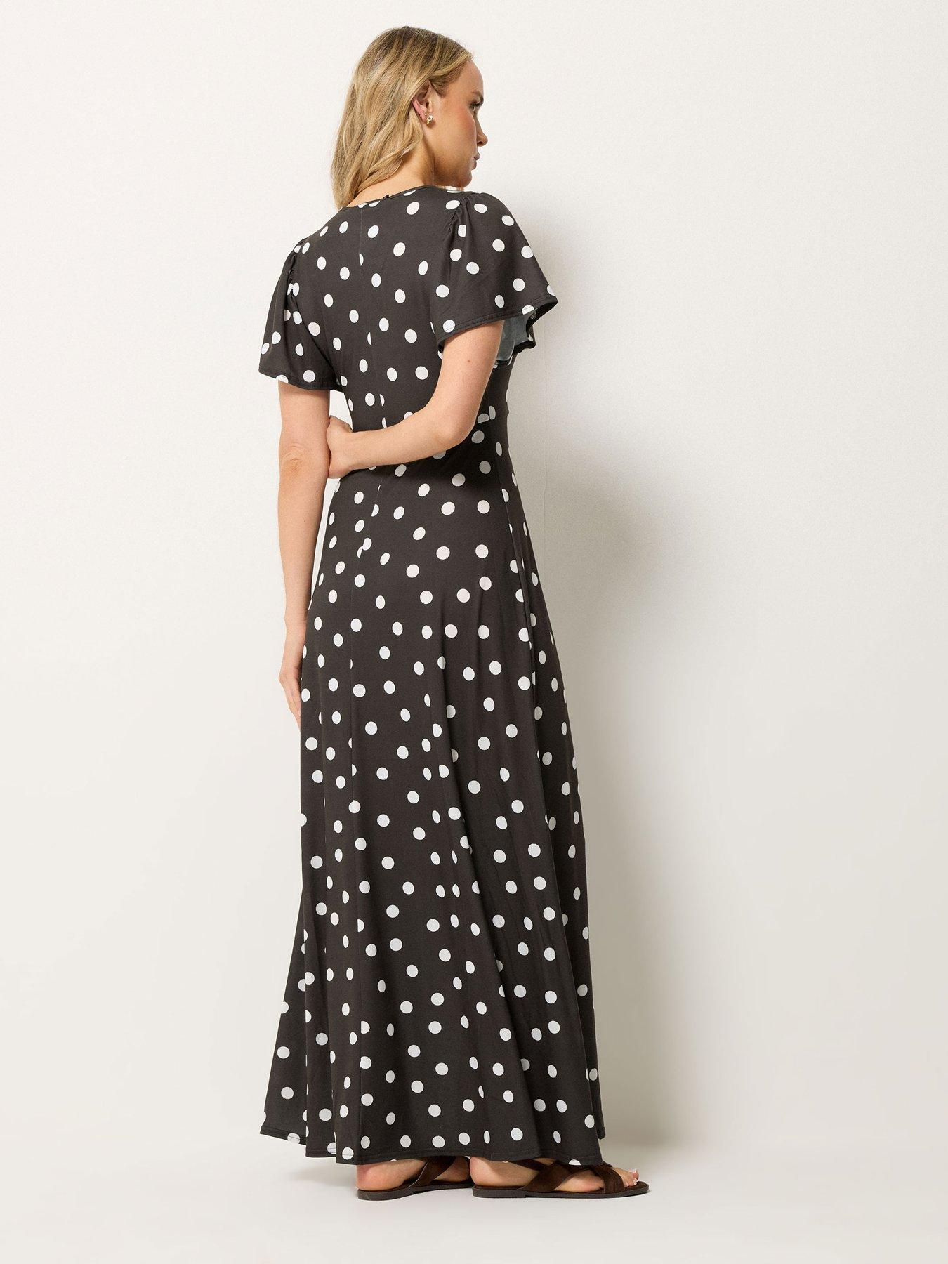 Image 2 of 4 of Long Tall Sally Spot Wrap Maxi Dress - Brown