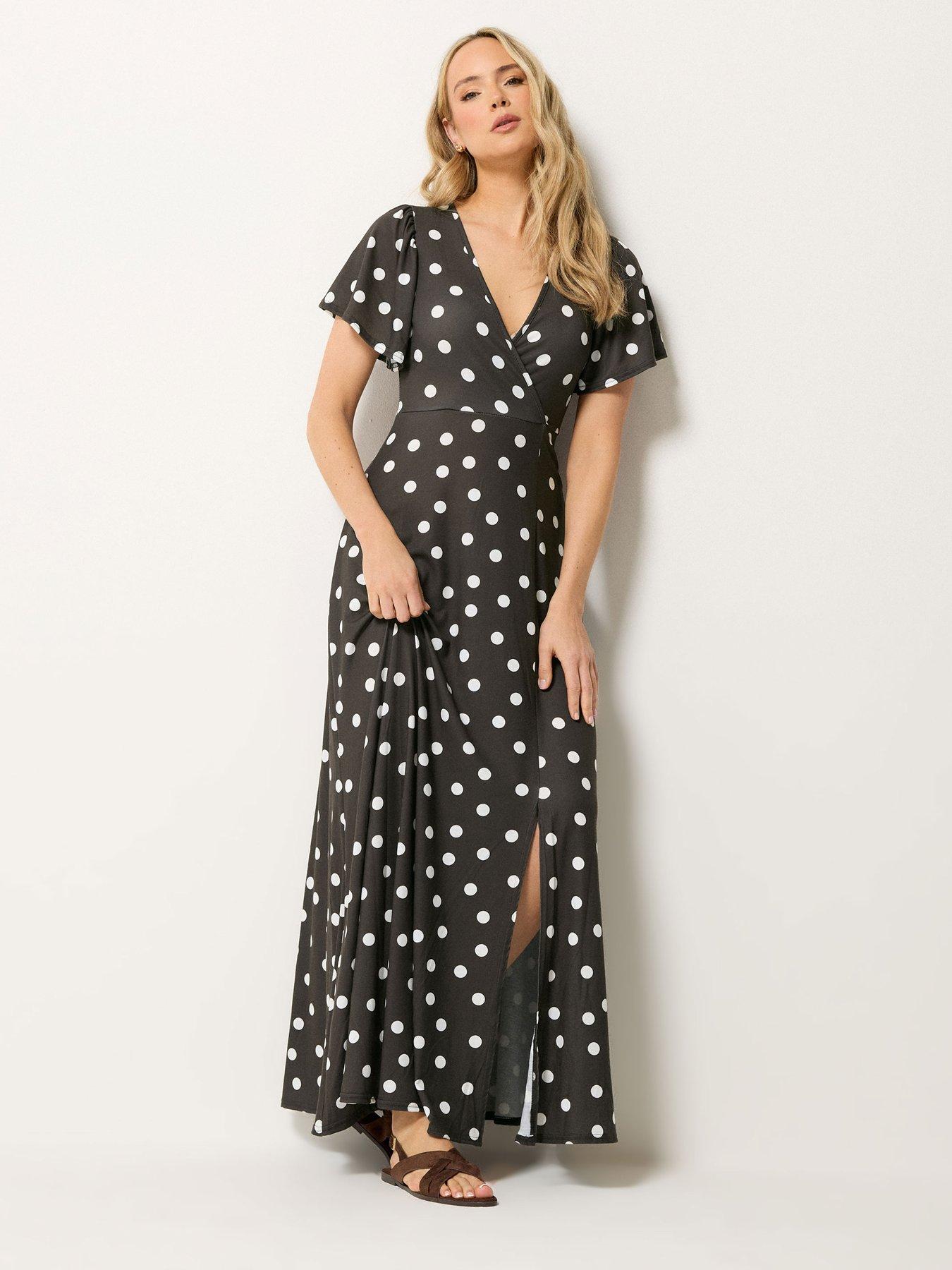 Image 3 of 4 of Long Tall Sally Spot Wrap Maxi Dress - Brown