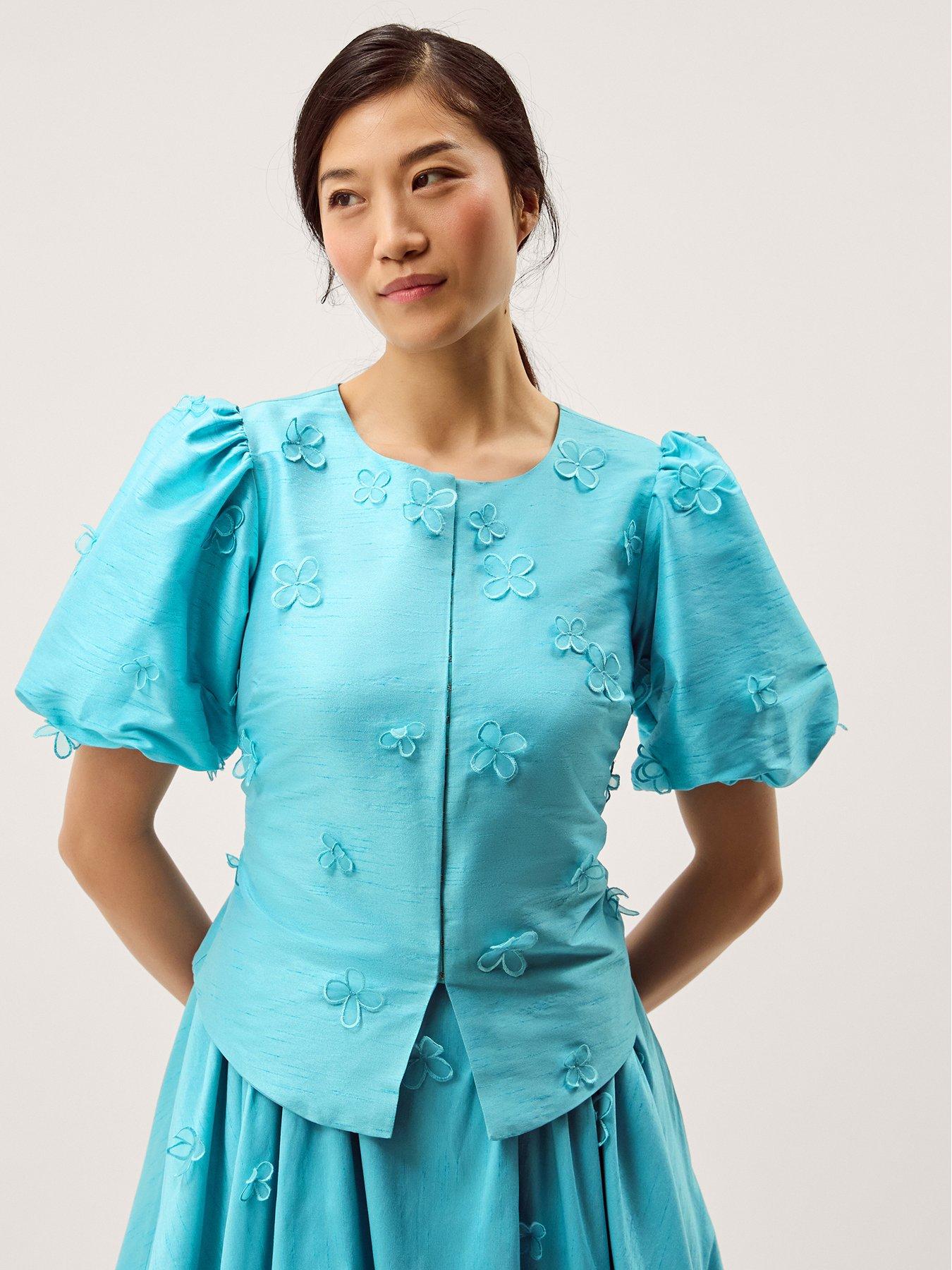 Monsoon Odette Peplum Jacket - Blue